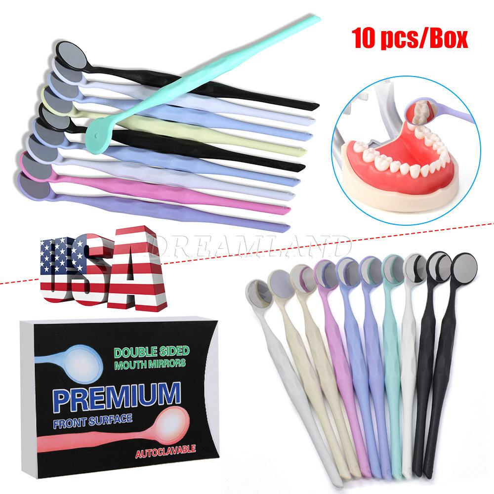 1-10 Pcs Dental Autoclavable PREMIUM Mouth Mirrors Front Surface 7 Colors