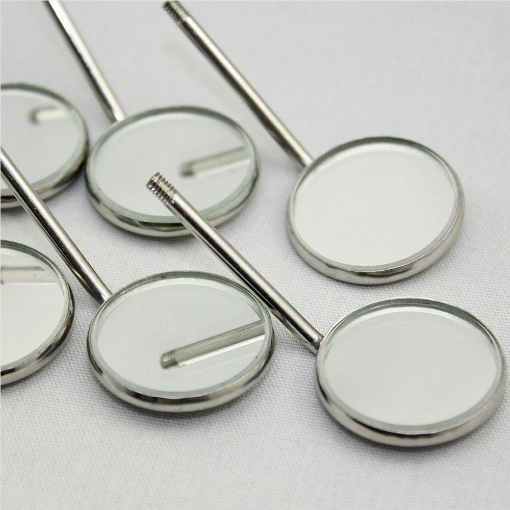 100 Pcs Dental Mouth Mirror Handle Stainless Steel Reflector Front Surface #5