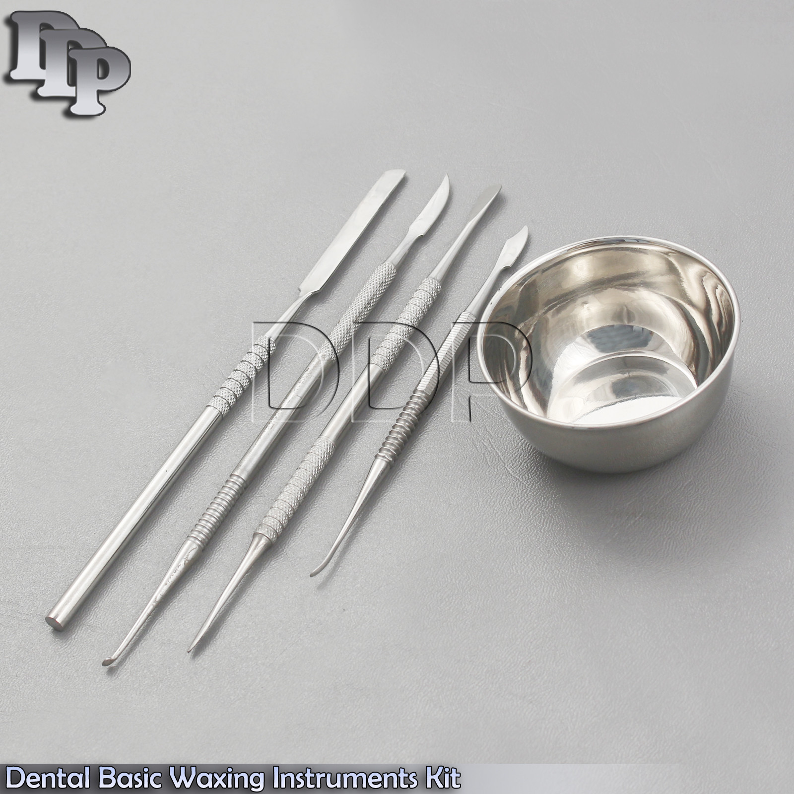 5Pcs Dental Wax & Modelling Carver LeCron Zahle Beale Cement Spatula Mixing Bowl
