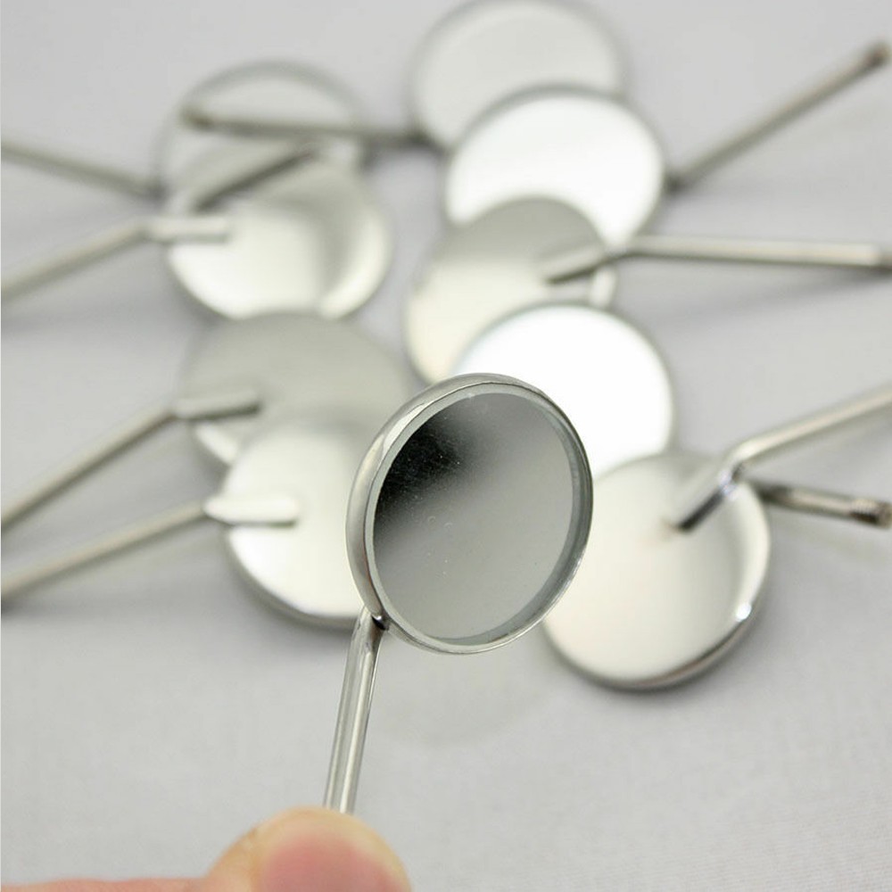 Premium 20~100PCS Dental Mouth Mirror heads Cone Socket #4 Plain + Free Handle