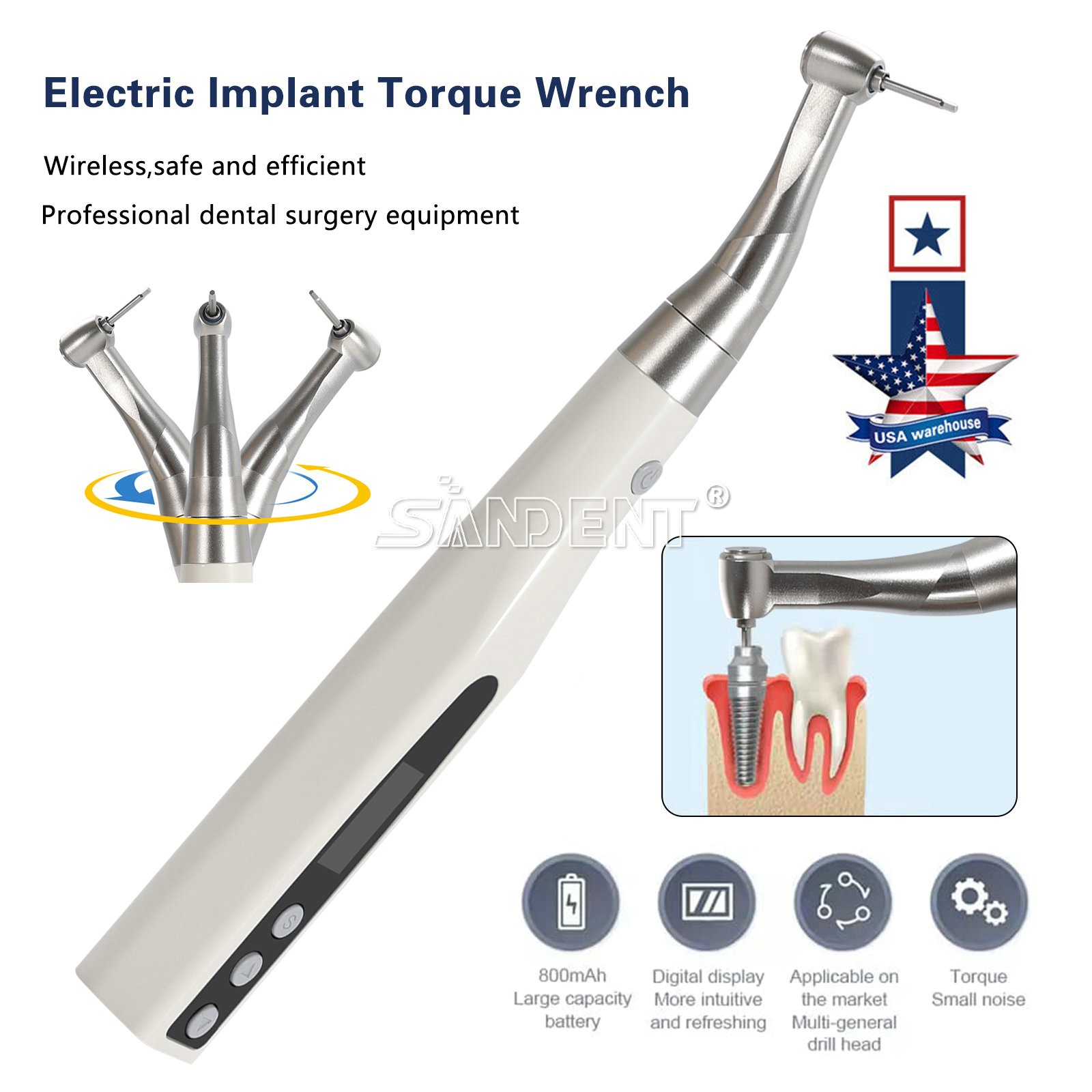 Dental Tools Wireless Universal Implant Torque Wrench Electric Driver Torque Kit