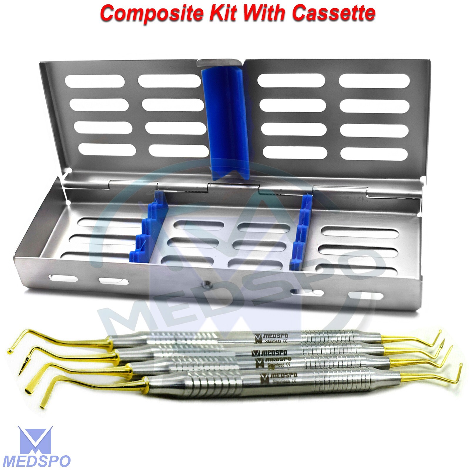 Dental Composite Instruments Filling Amalgam Restorative Gold With Cassette Set