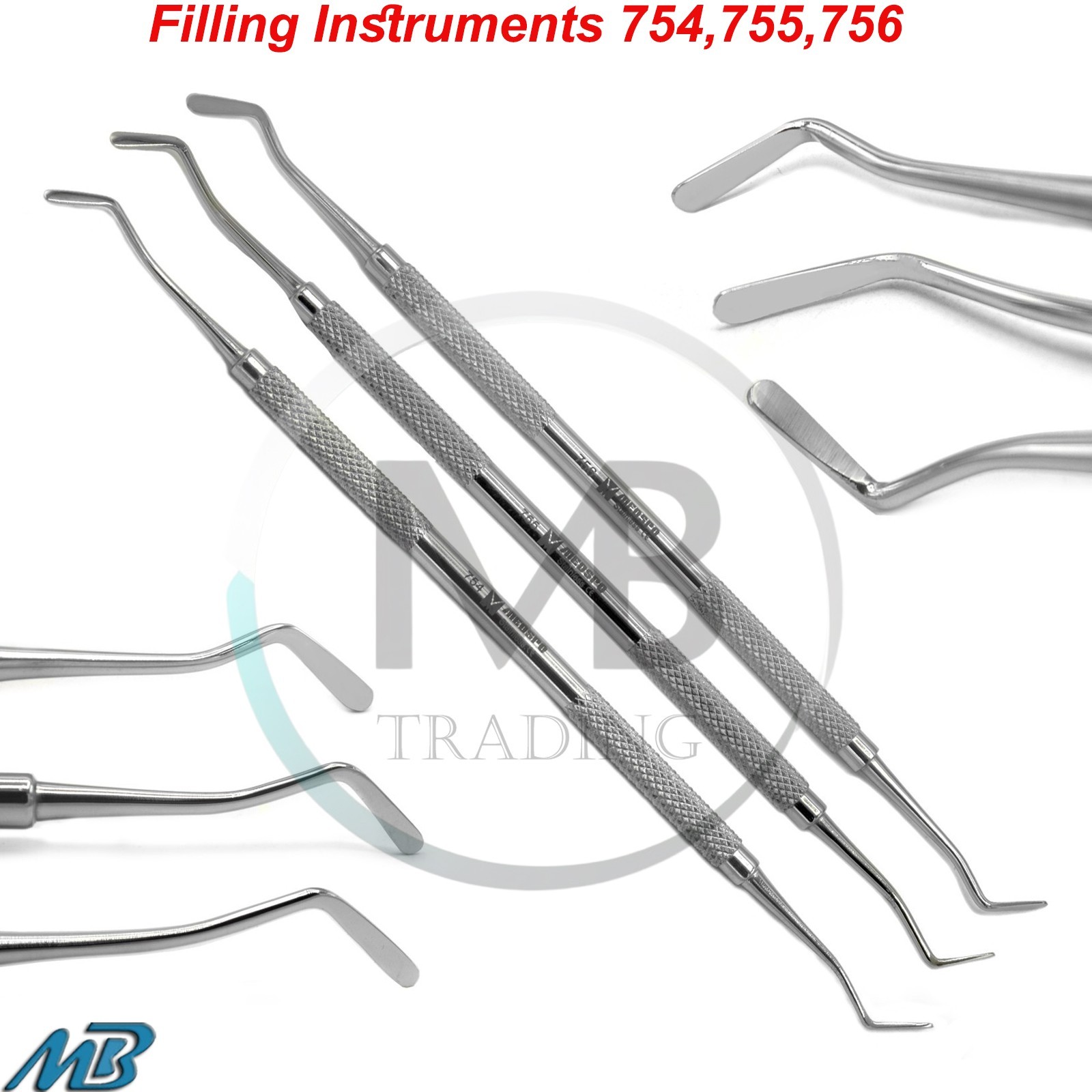 Set of 3 Dental Flat Plastic Composite Filling Instruments Restorative Tools
