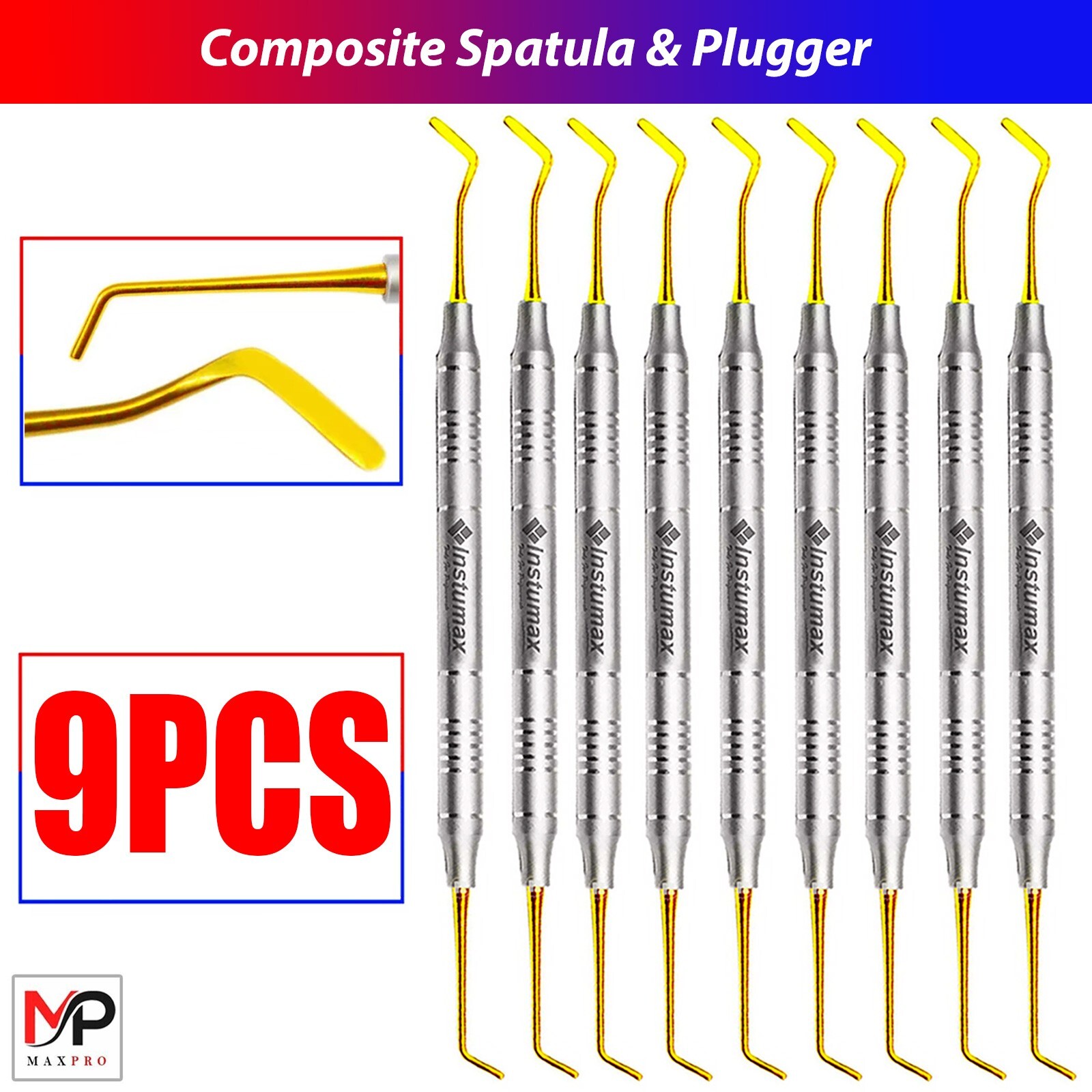 Dental Composite Filling Instruments – Spatula & Plugger with Titanium Gold Tips