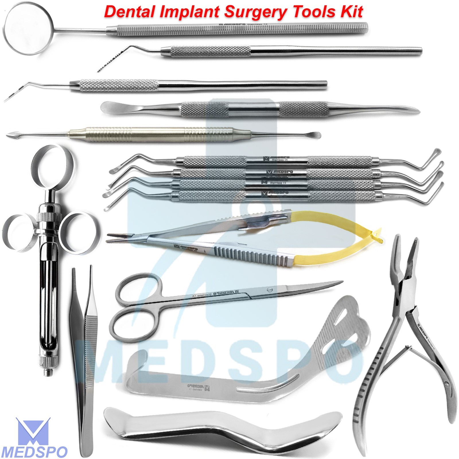 Dental Implant Surgery Kit Lucas Curette Rongeur Retractor Periodontal Probe CE