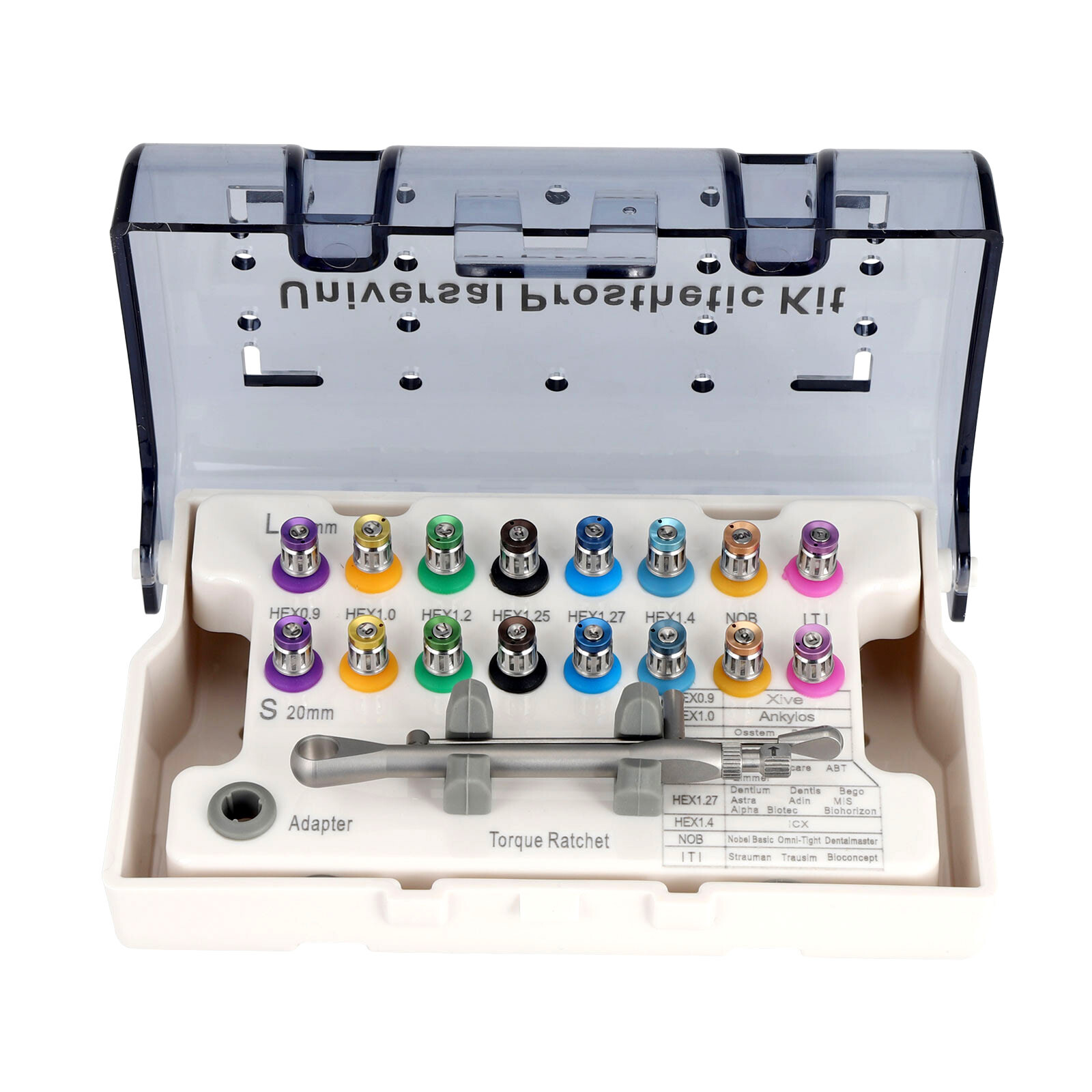 Dental Universal Implant Prosthetic Kit Torque Wrench Screw Drivers Remover Box