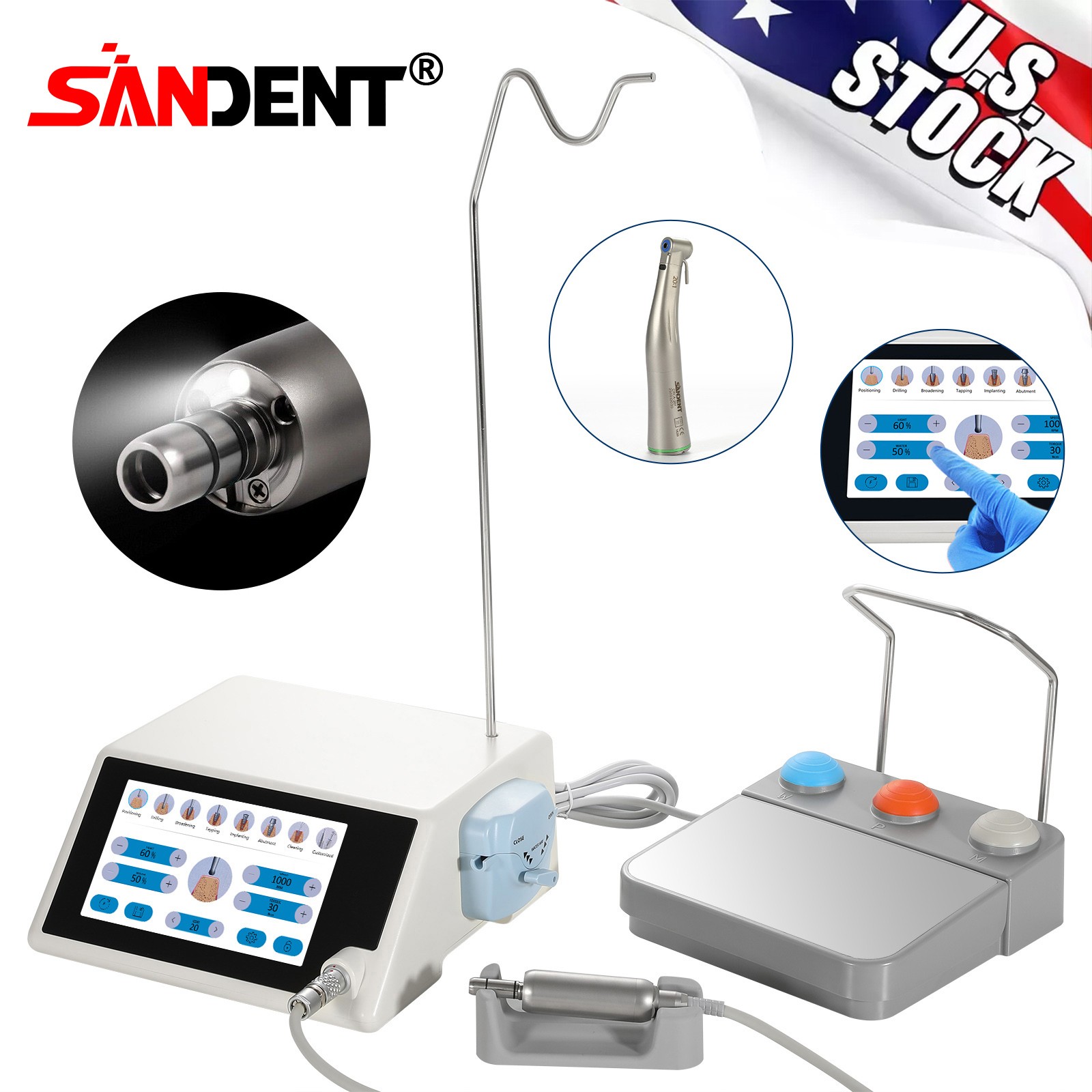 Dental Implant Motor System Brushless 20:1 Surgical Handpiece Contra Angle DTA
