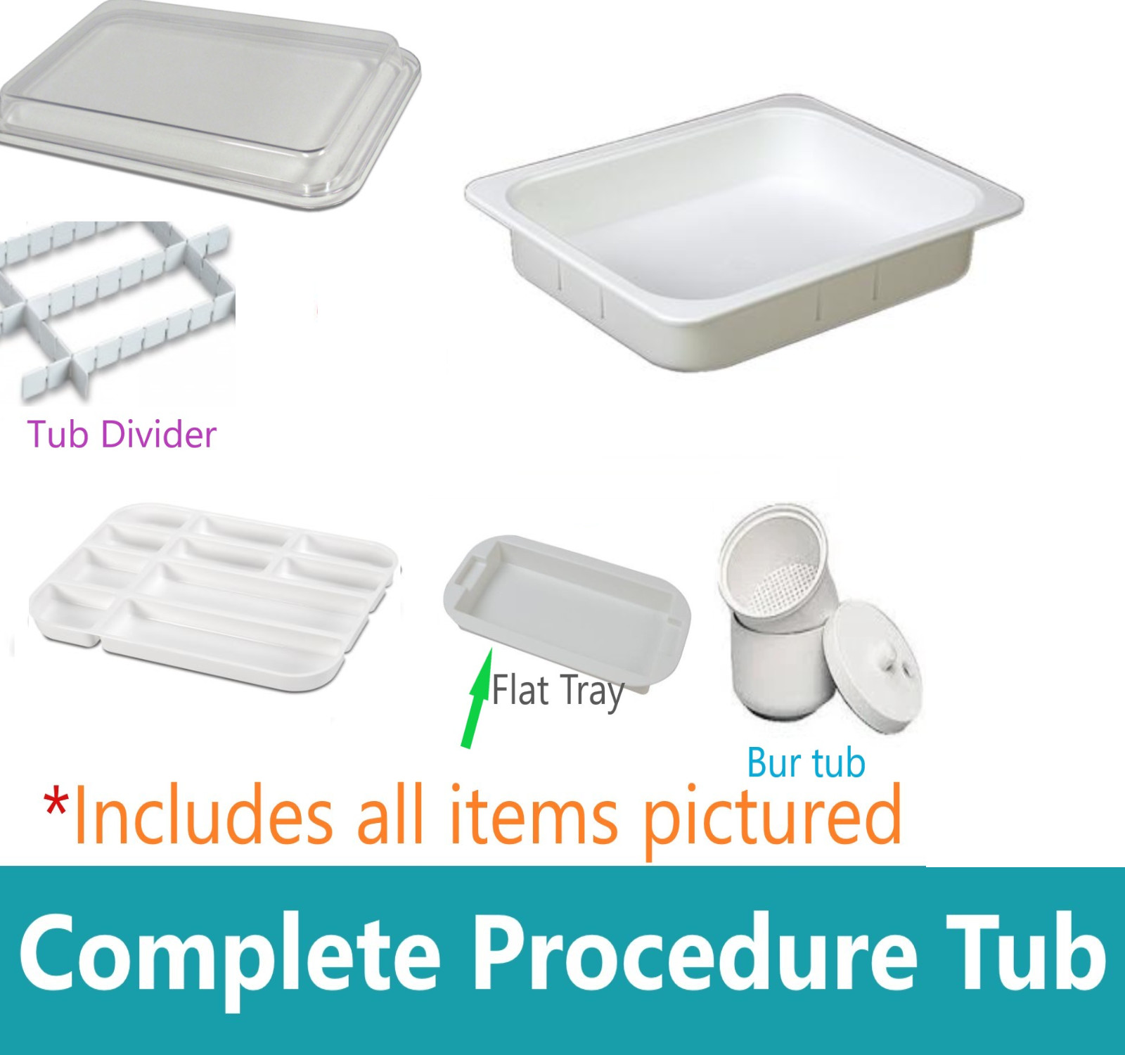 Dental Procedure Tub Insert Tray Mini Tray Divider Tub Cover – Complete Tub Set