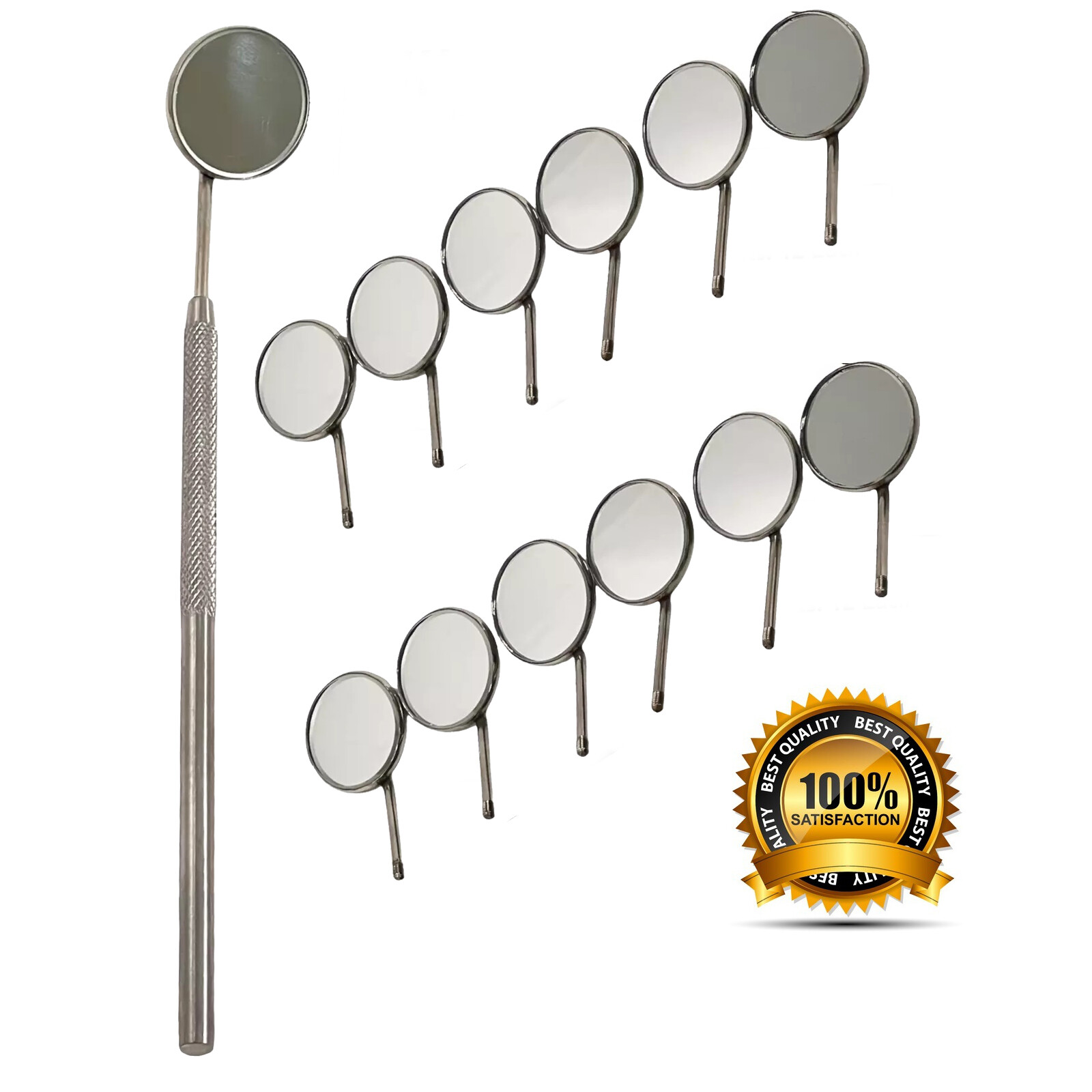 Best Quality 12 x Dental Mouth Mirror heads Cone Socket #5 Plain + Free Handle