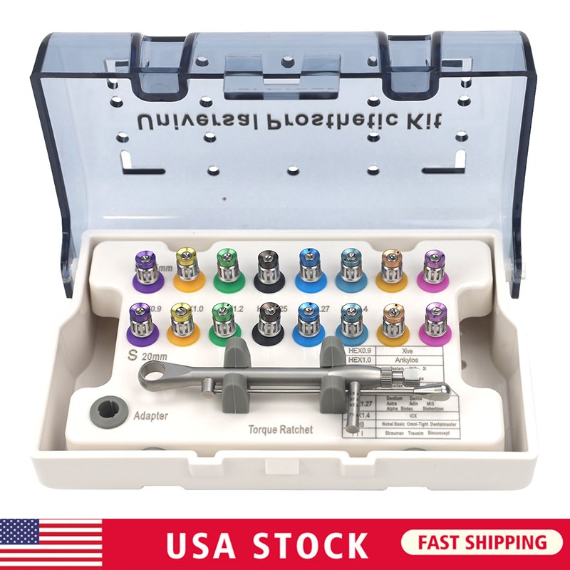 Dental Universal Implant Prosthetic Kit Torque Wrench Screw Drivers Remover Box