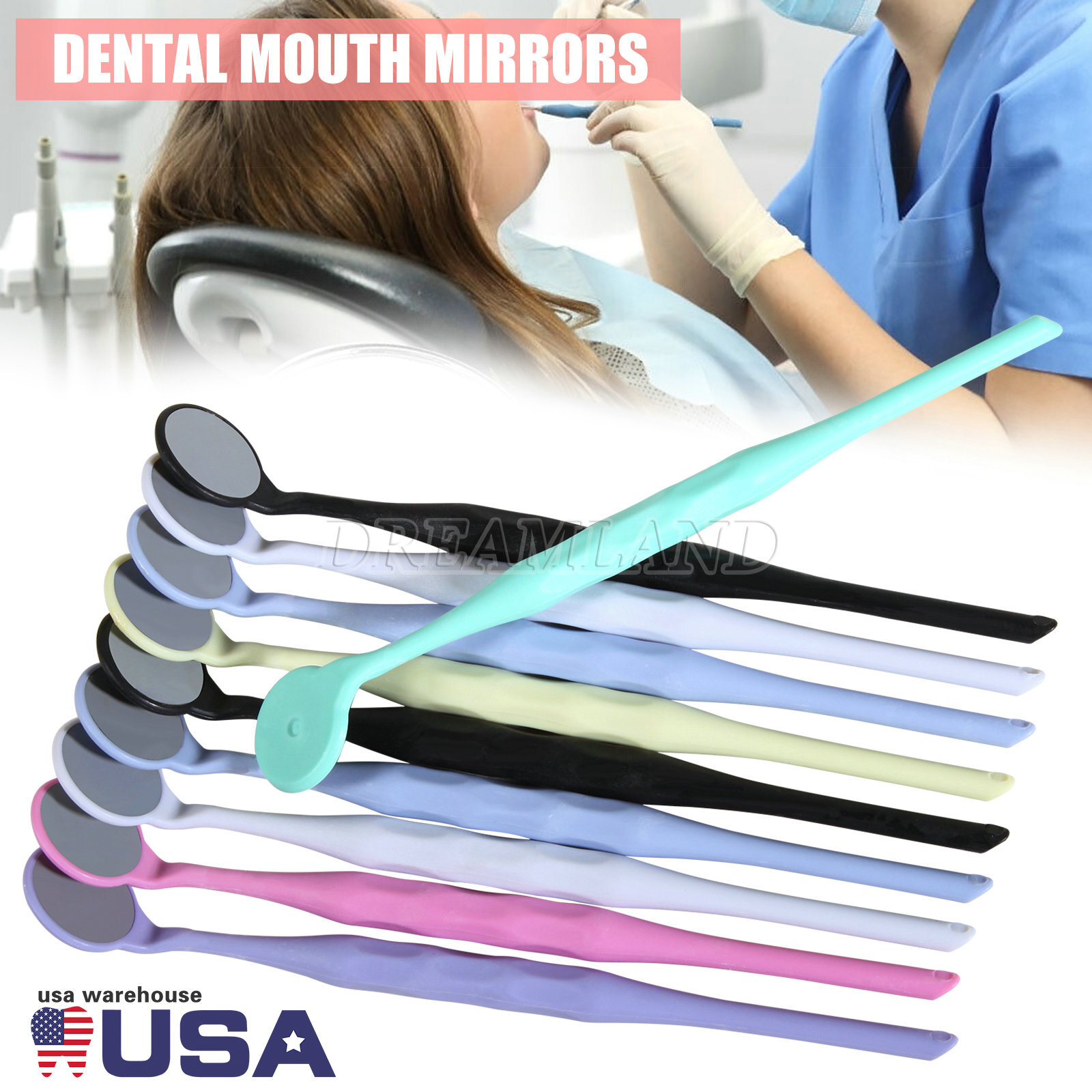 1-10 Pcs Dental Autoclavable PREMIUM Mouth Mirrors Front Surface 7 Colors