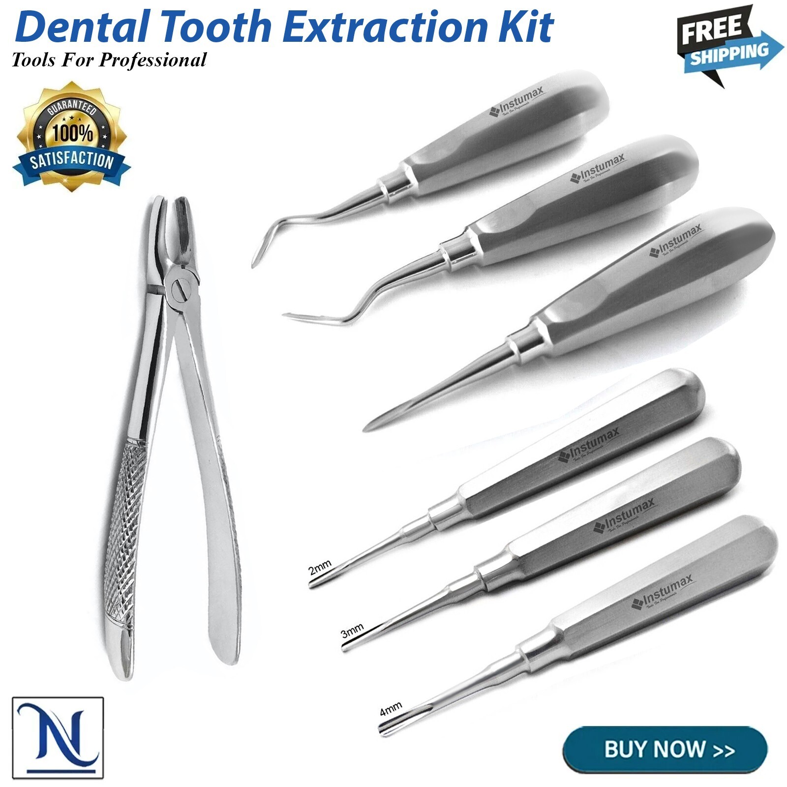 Dental Oral Surgery Root Elevators Kit Flohr Luxation Extracting Forceps