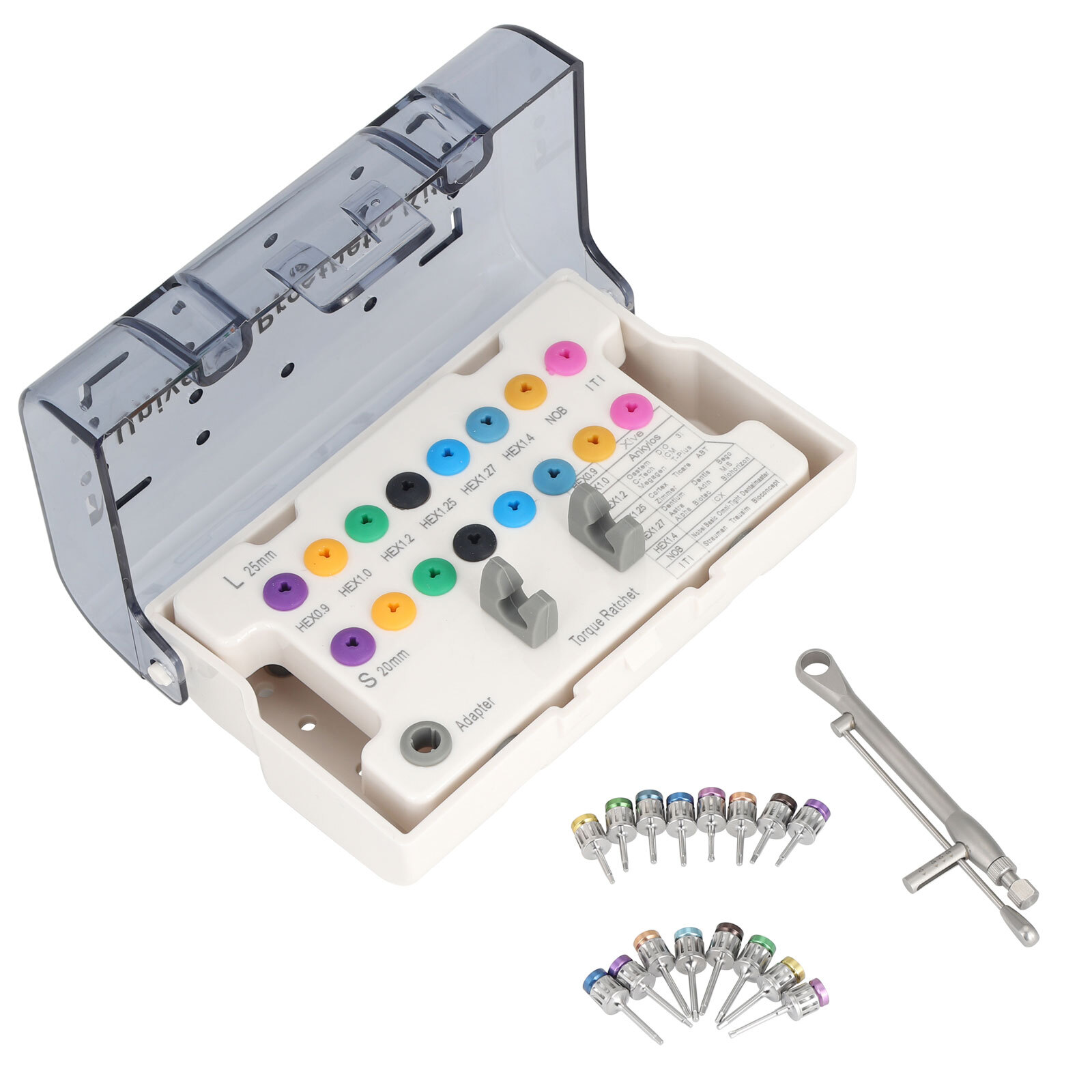 Dental Universal Implant Prosthetic Kit Torque Wrench Screw Drivers Remover Box