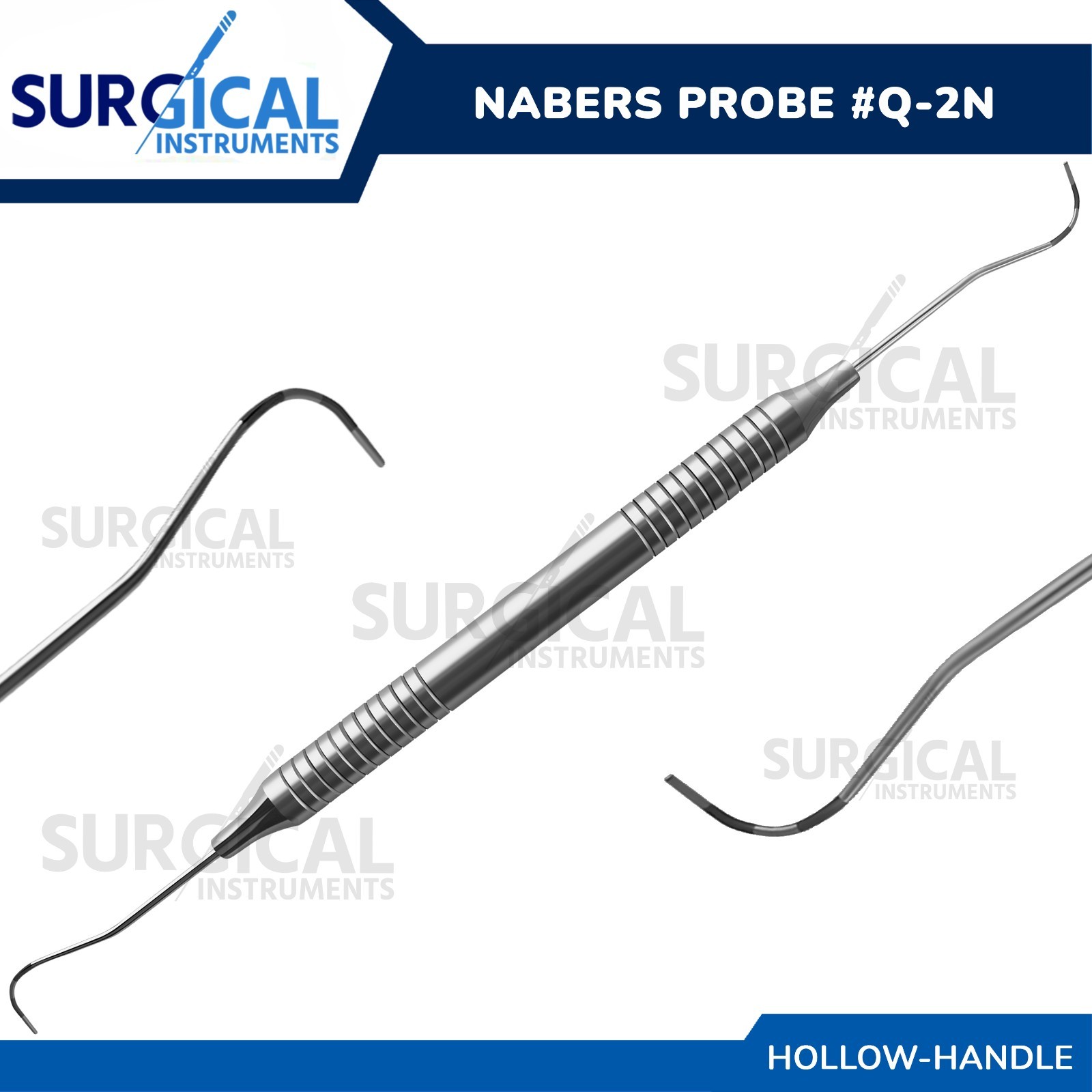 Nabers Probe #Q-2N Color-Coated 3,6,9,12 Double-Ended Hollow Handle German Grade