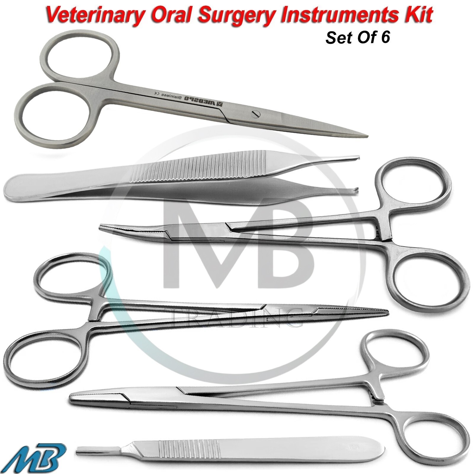 Animals General Surgery Kit Suture Forceps & Scissors Surgical Veterinary Tools