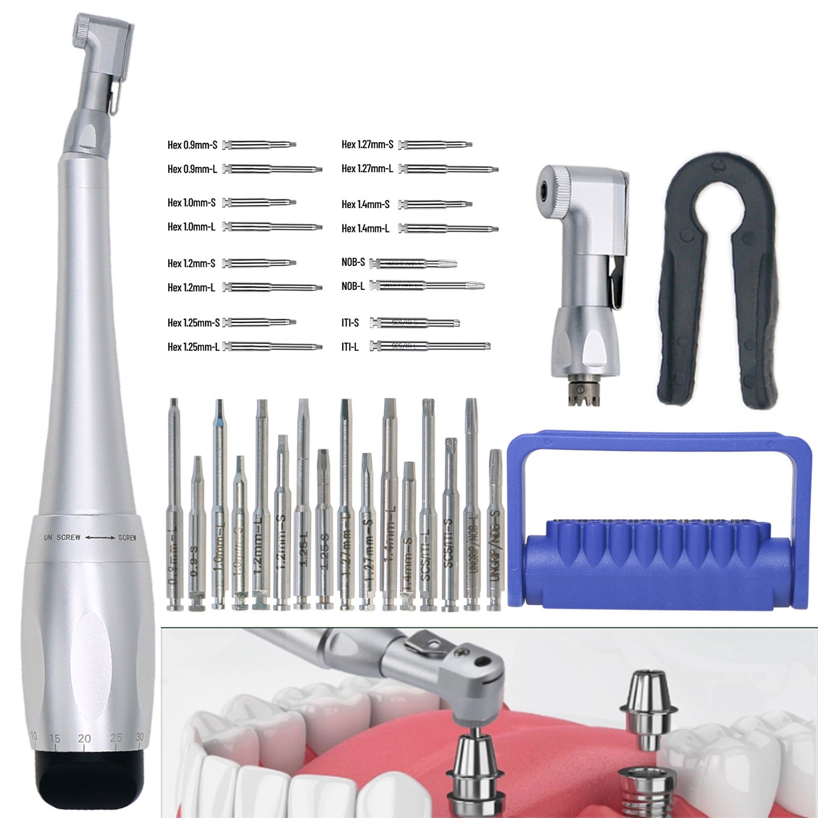 SD-TORQUE Dental Universal Implant 16Pcs Hex Drivers Abutment Screw Screwdriver