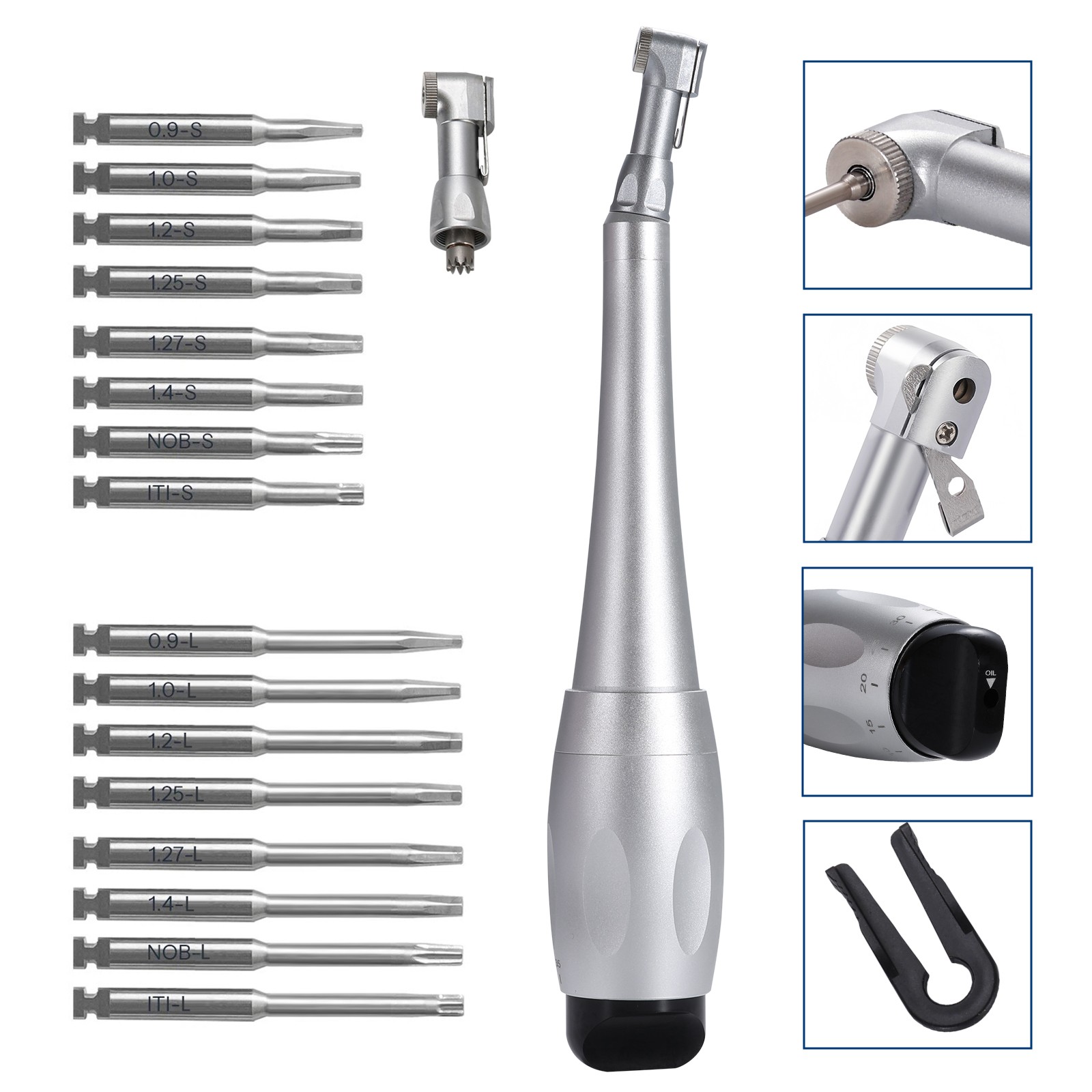 1-5 Kits Dental Torque Wrench Universal Implant Wrench Contra Angle 16 Drivers