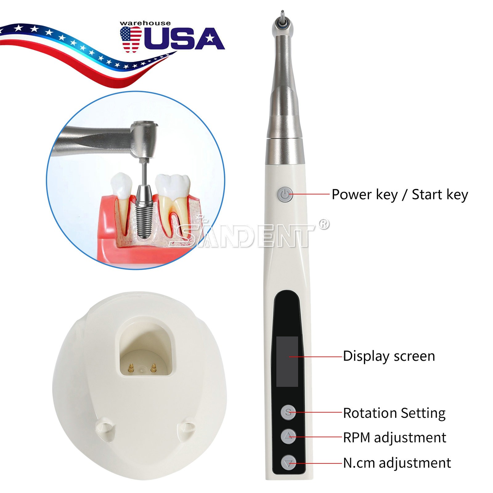 Dental Tools Wireless Universal Implant Torque Wrench Electric Driver Torque Kit