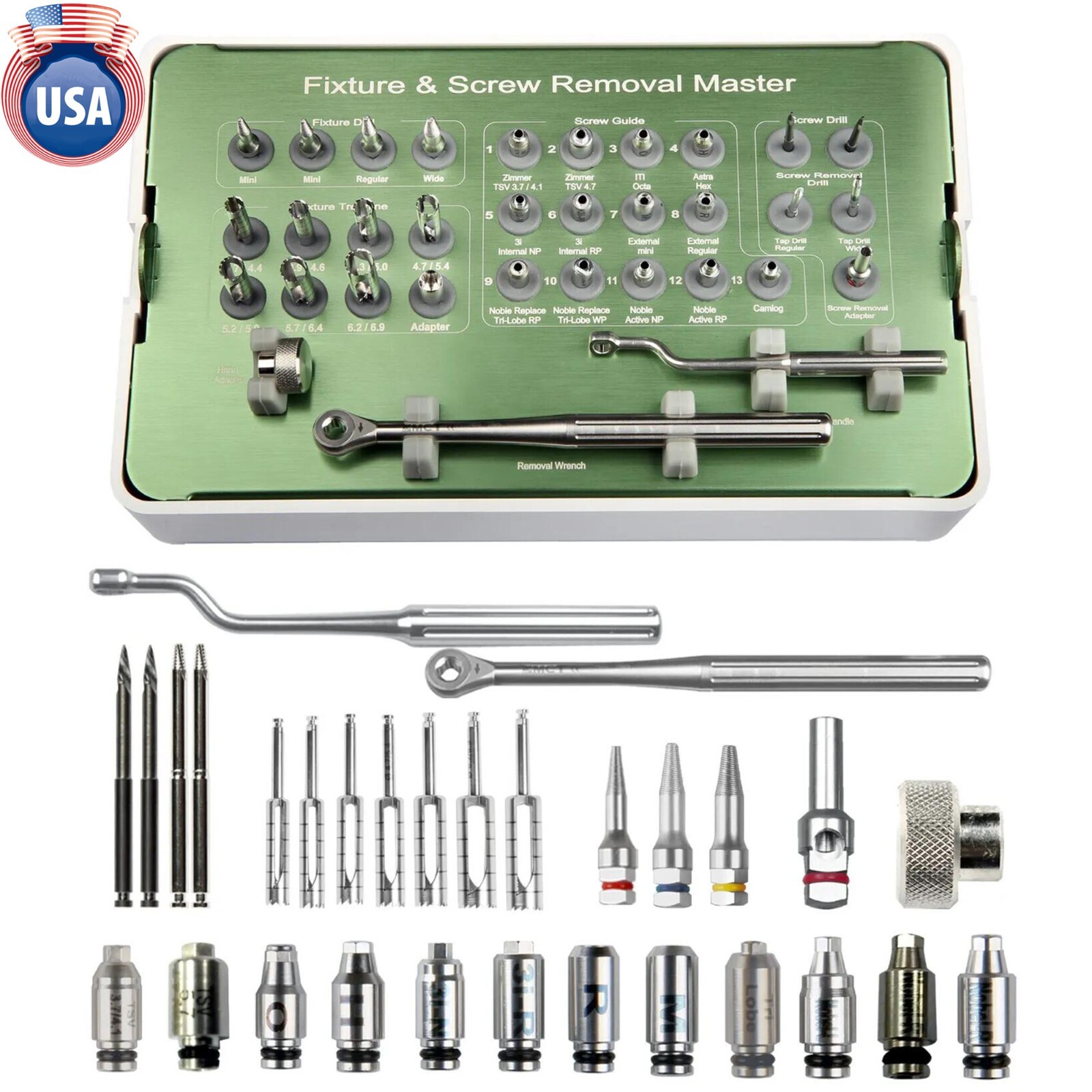 Universal MCT Implant Fixture & Fractured Screw Removal Kit FSRK-02 Surgical Kit
