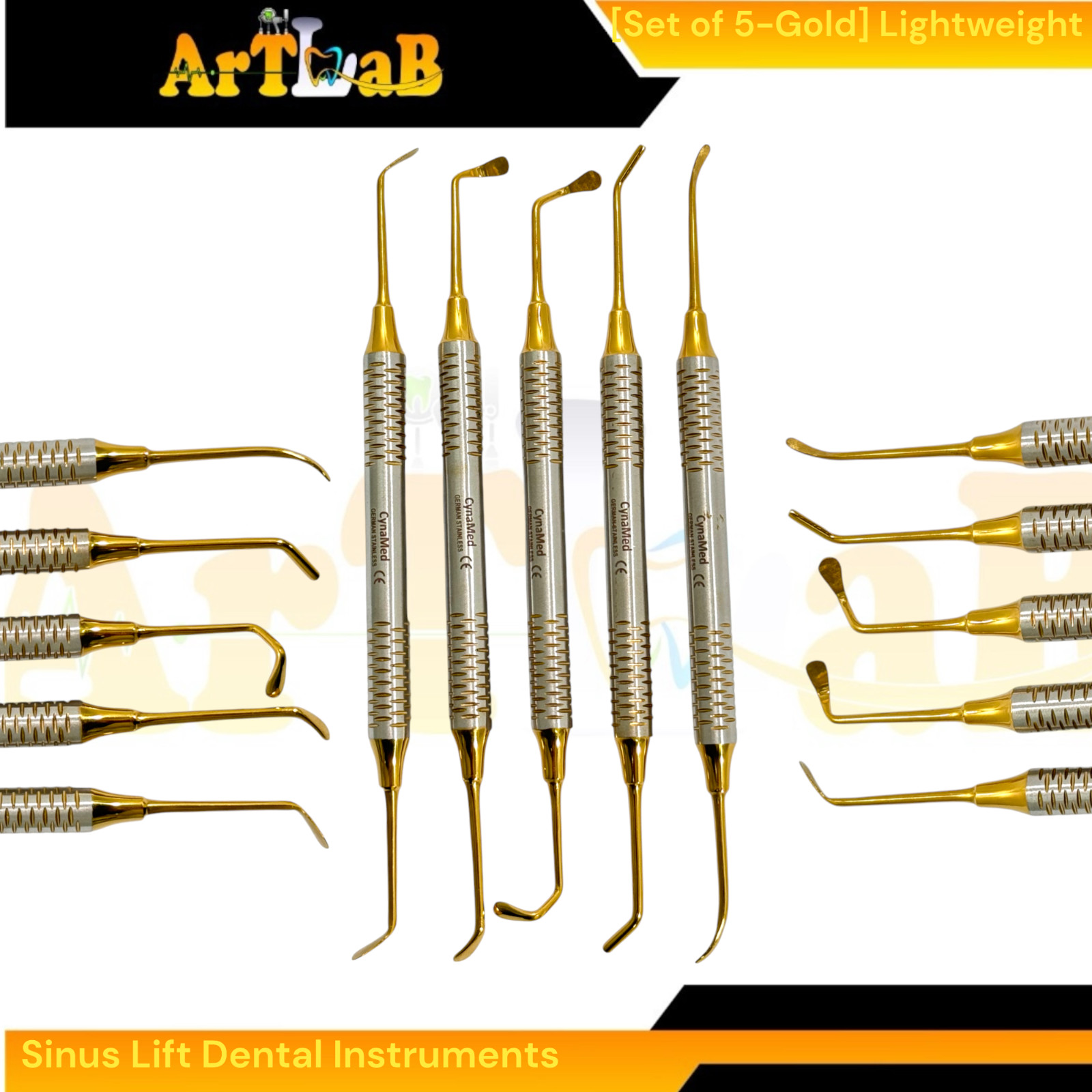 Sinus Lift Dentistry Implant Instruments, Double-Ended, Autoclave-Safe (5pc)