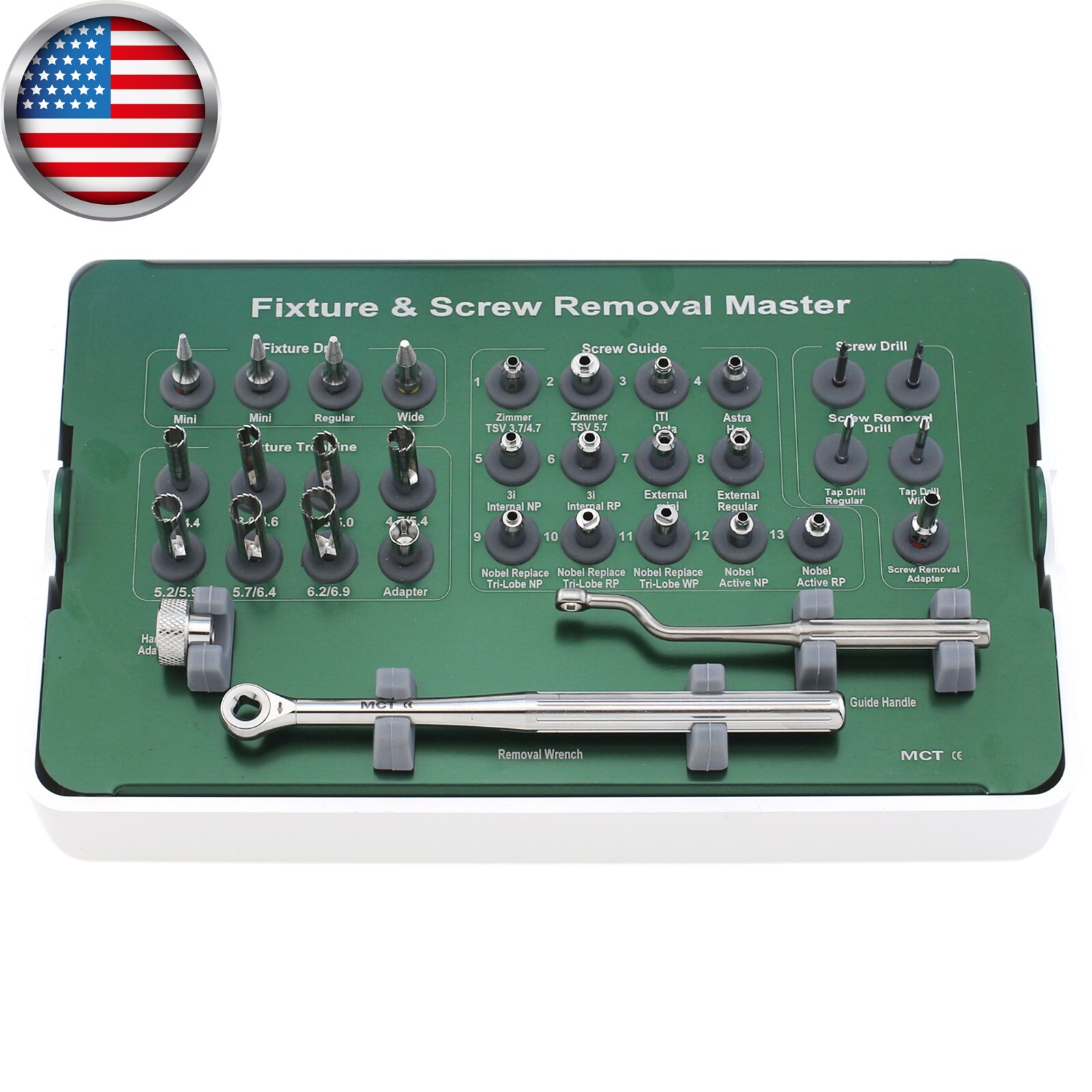 Implant Fixture Screw Remover Kit Nobel Screw Extractor MCT FSRK Claw Drill Bar