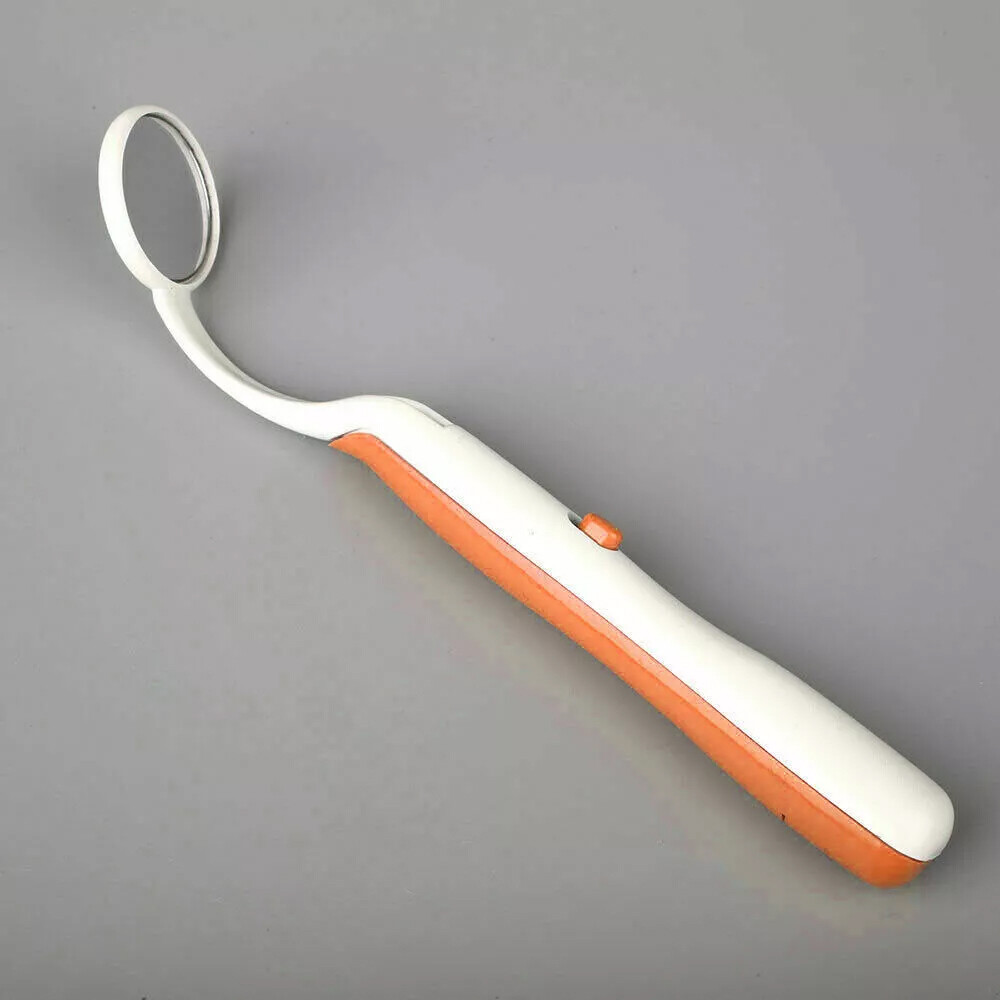 1PC Orange Oral Dental Mouth Mirror With LEDLight Illuminate Tooth Care Tool US