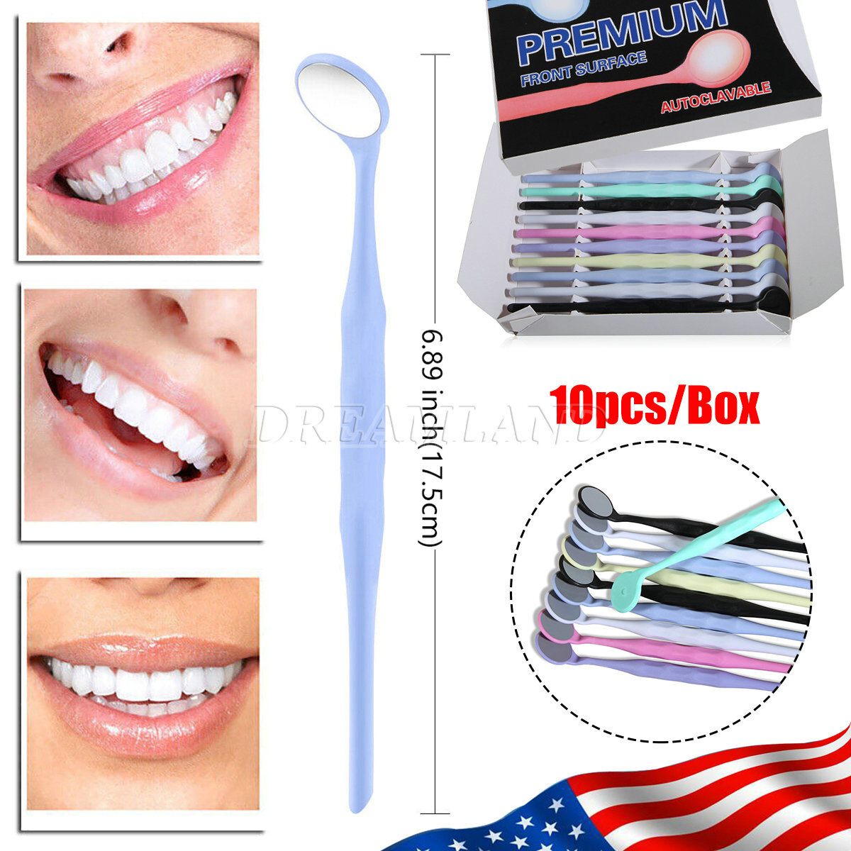 1-10 Pcs Dental Autoclavable PREMIUM Mouth Mirrors Front Surface 7 Colors