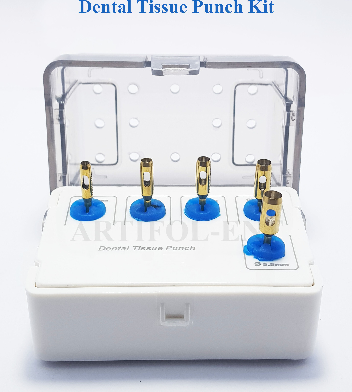 Dental Implant Tissue Punch Kit Gold Color Set of 5 Pcs with Holder OS1022