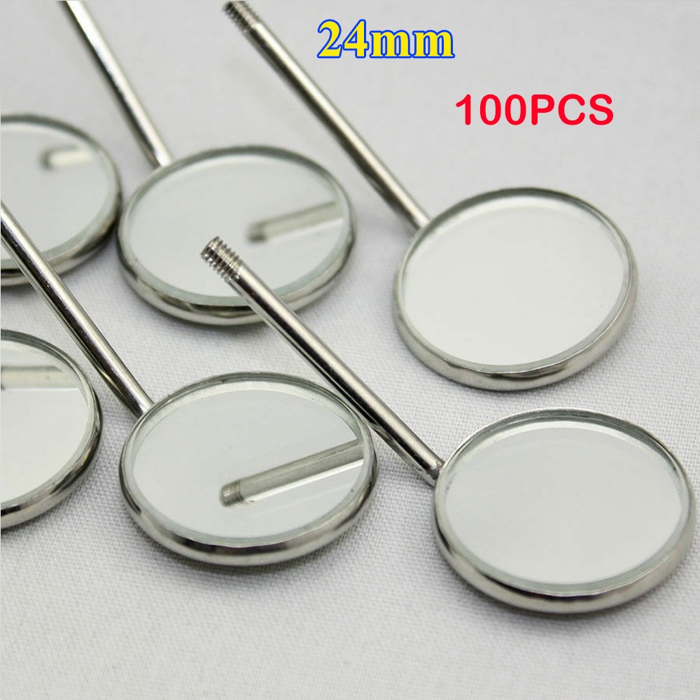 100 Pcs Dental Mouth Mirror Handle Stainless Steel Reflector Front Surface #5