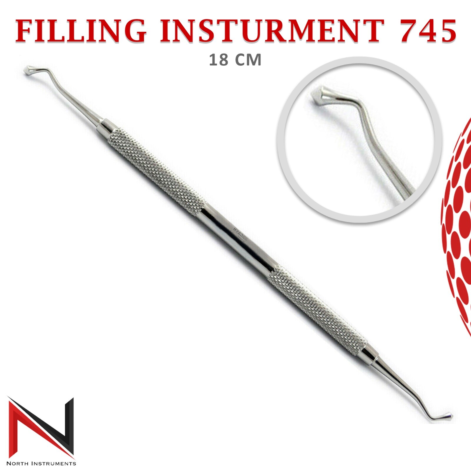 Dental Plugger Condenser 745-1 Amalgam Composite Plastic Filling Instruments