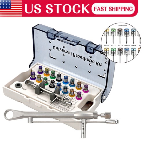 Dental Universal Implant Prosthetic Kit Torque Wrench Screw Drivers Remover Box