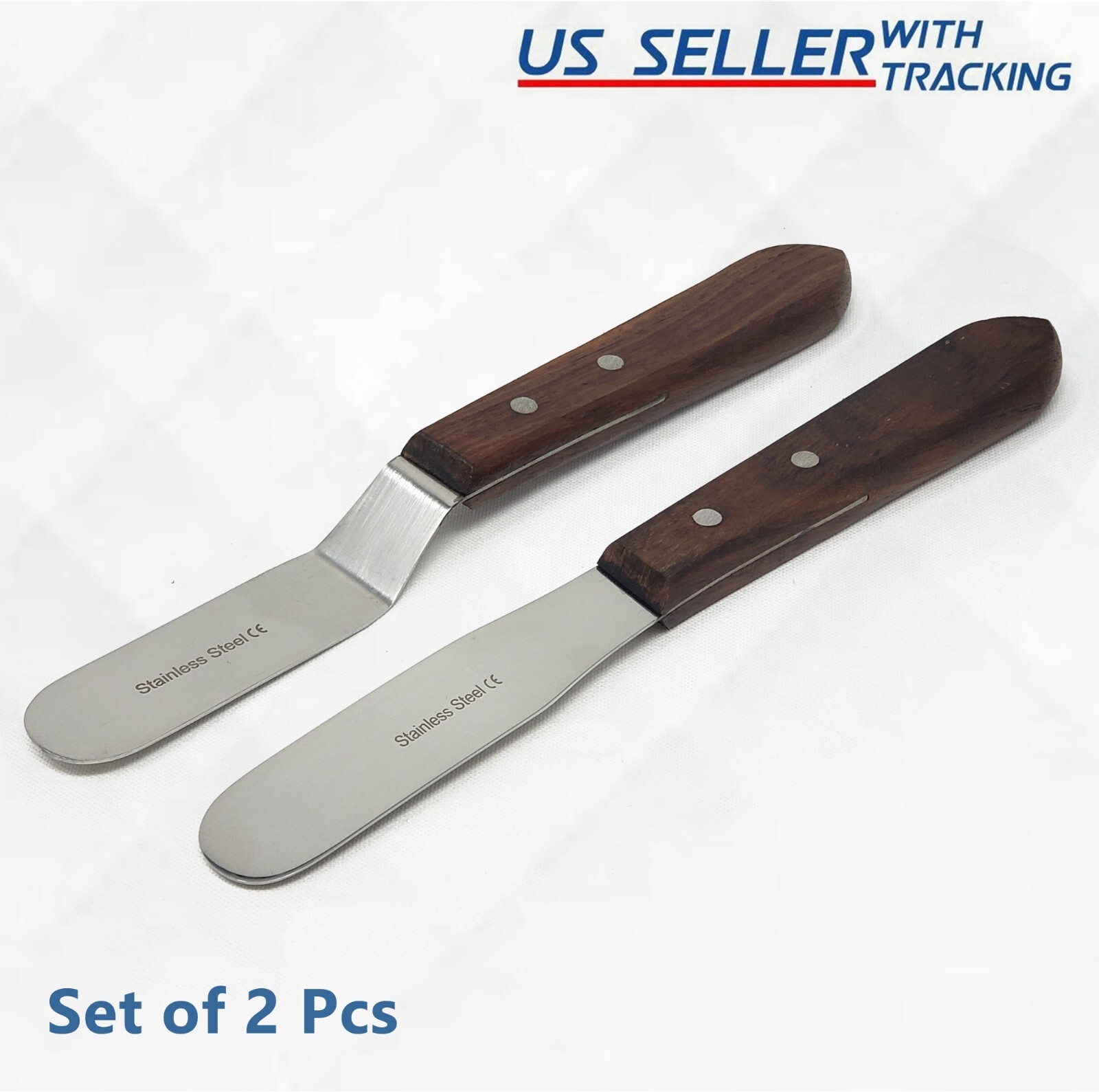 Dental Lab Spatula Plaster Alginate Mixing Stainless Steel Instruments Set of 2