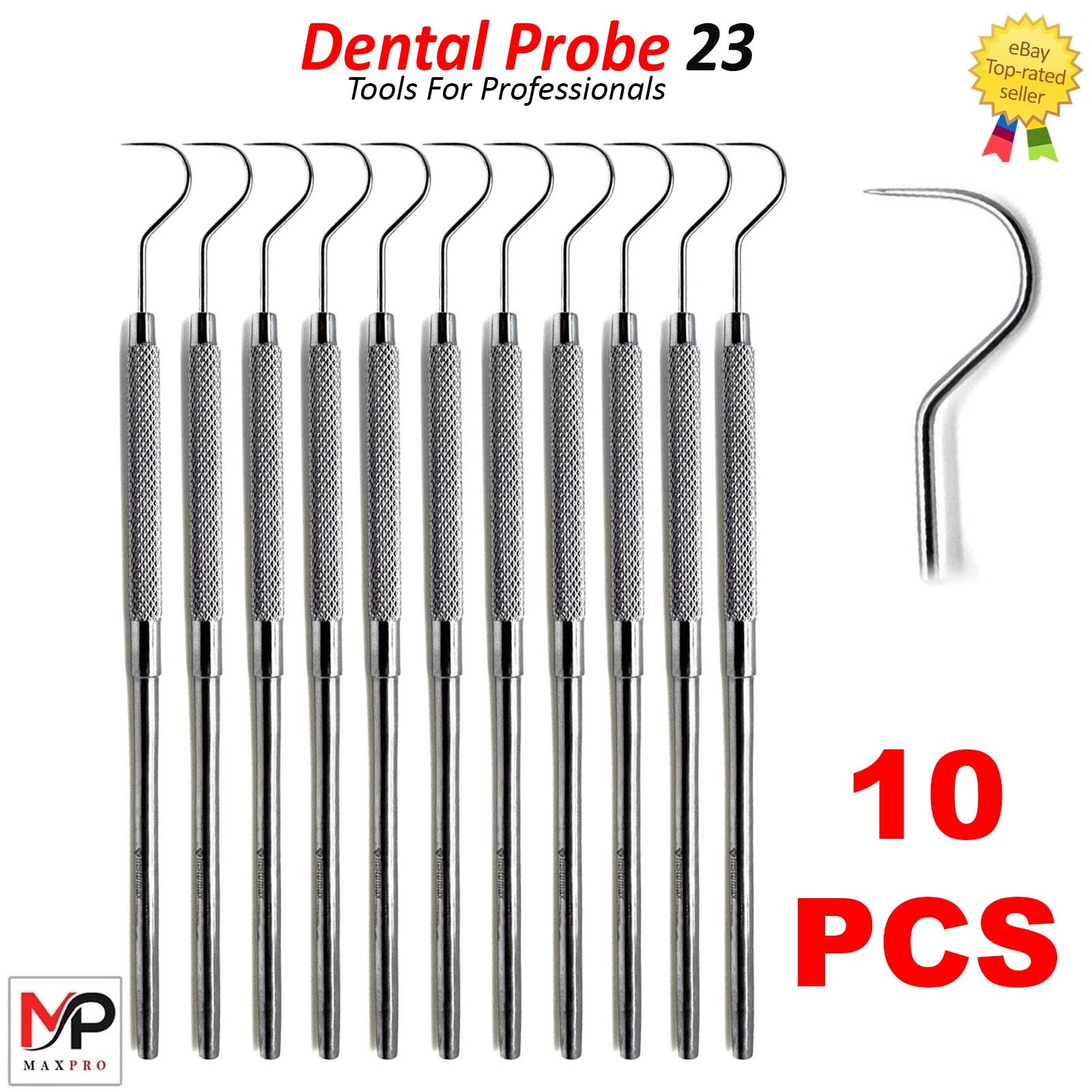 Single Ended Dental Explorer #23 Shepherds Hook Probe Dental Instrument