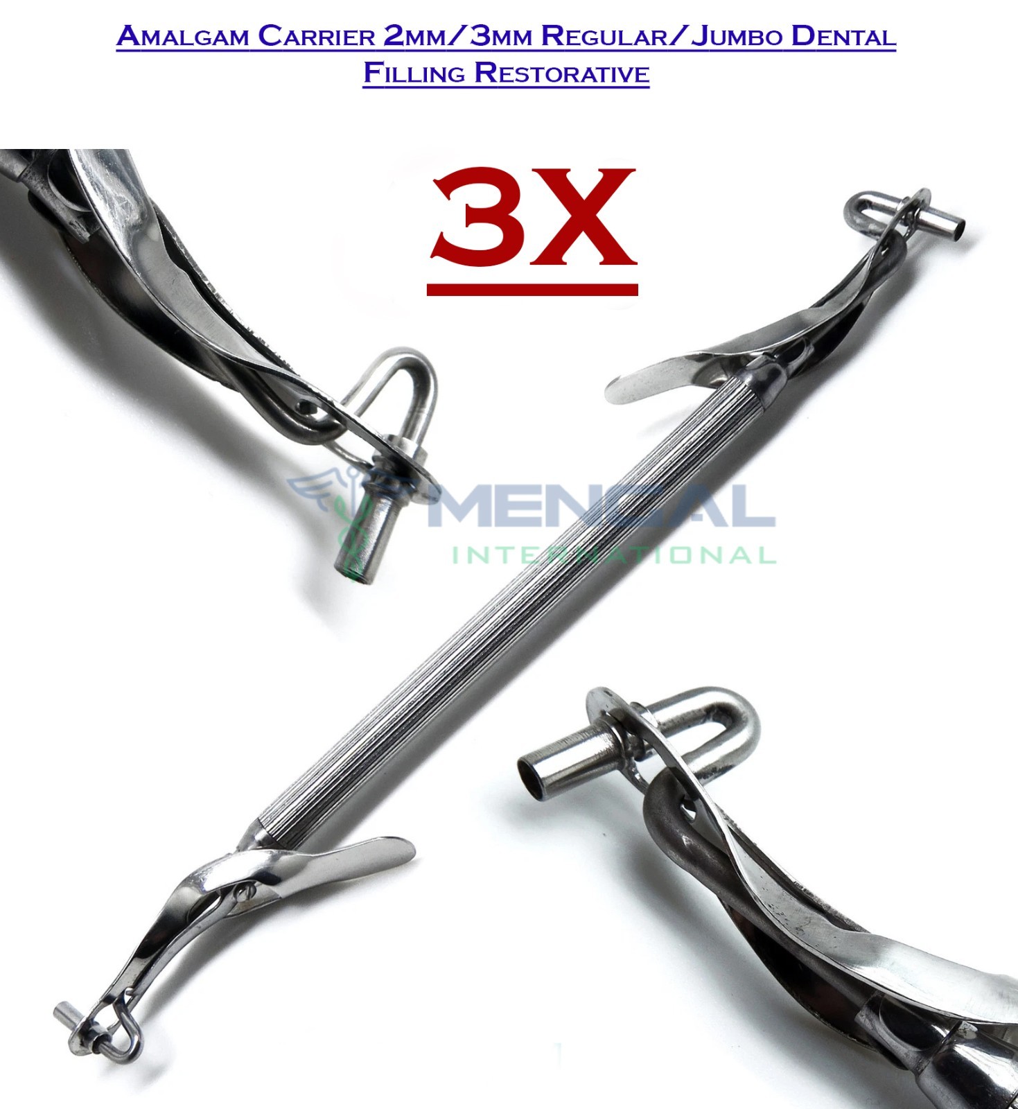 Set of 3x Amalgam Carrier 2mm/3mm Regular/Jumbo Dental Filling Restorative Tool