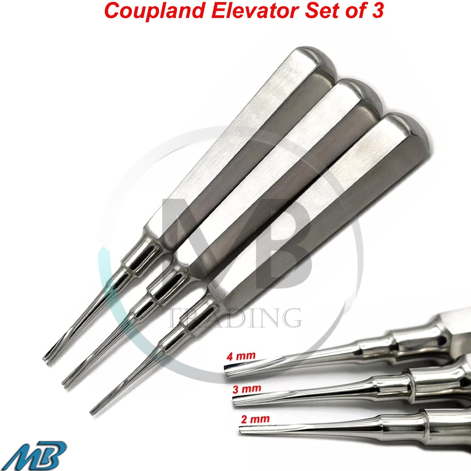 Dental Elevators Coupland Elevators Set of 3 Extracting Extraction Instruments