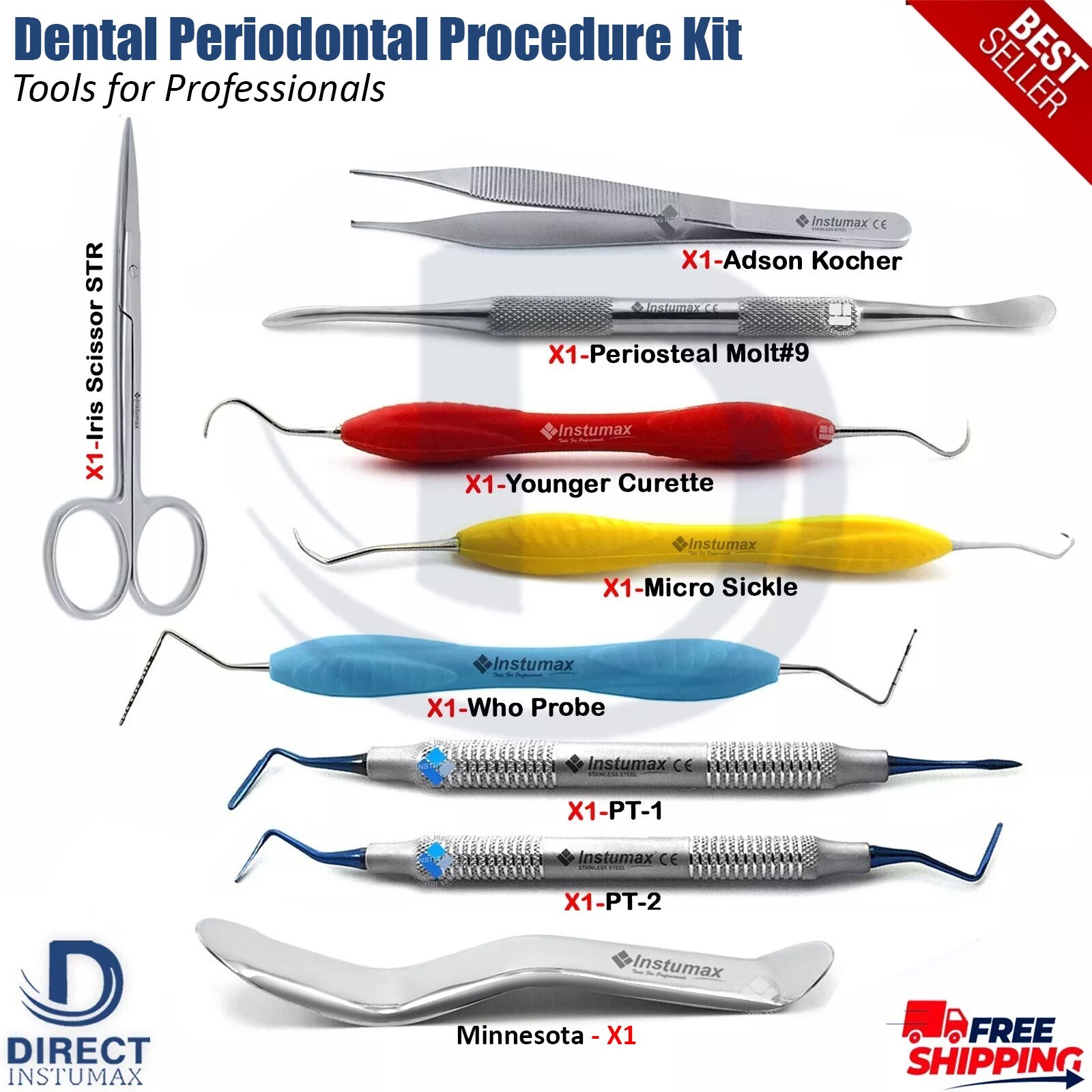 Micro Periodontal Dental & Oral Surgery Kit Surgical Curettes Instruments Scaler