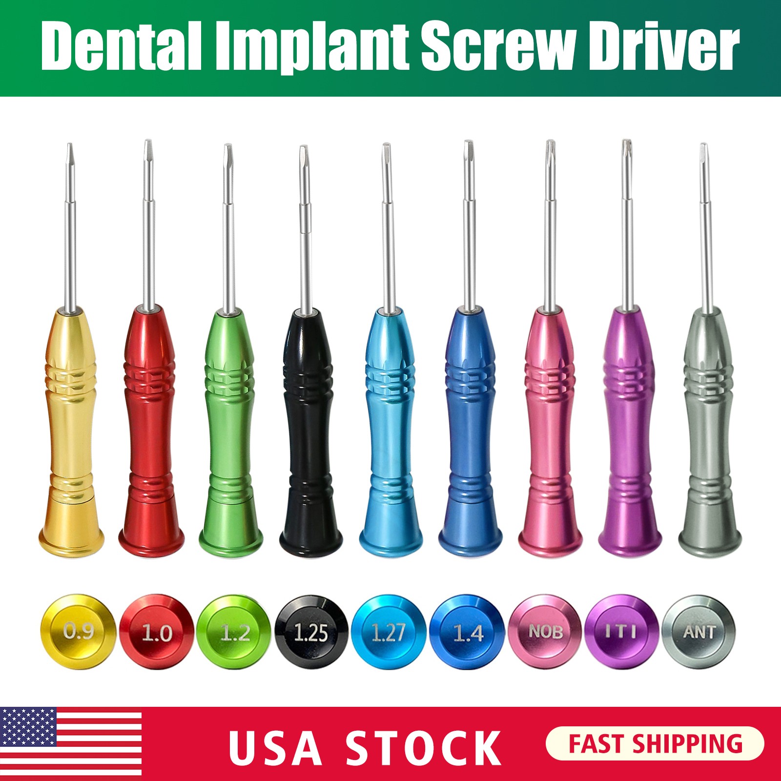 USA Dental Implant Screw Driver Kit Abutment Implant Tools set of 9pcs Drivers