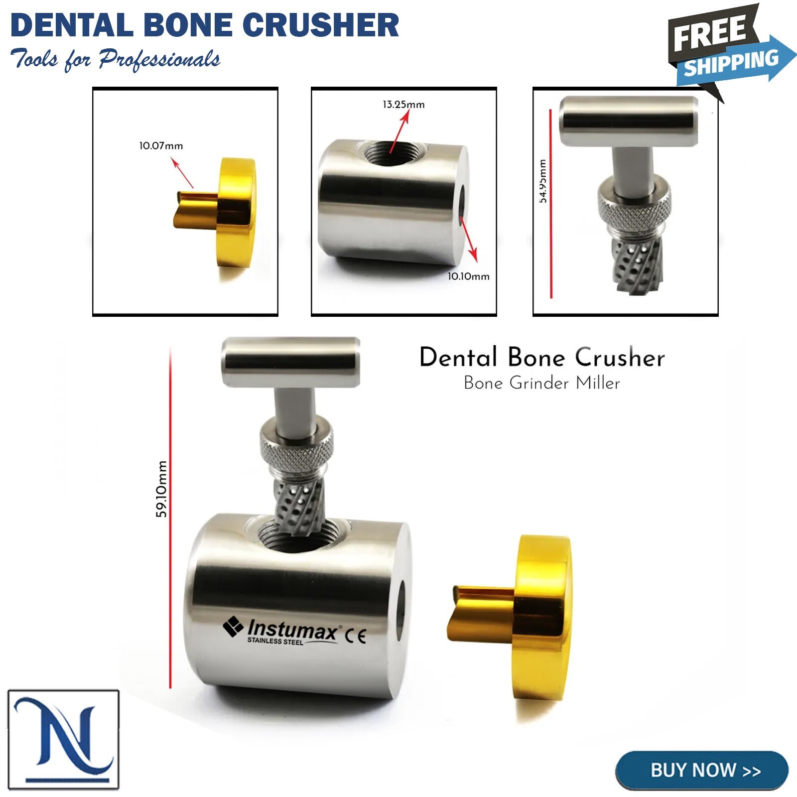 Dental Implant Instruments Crusher Bone Mill Bone Morselizer Bone Grafting Well