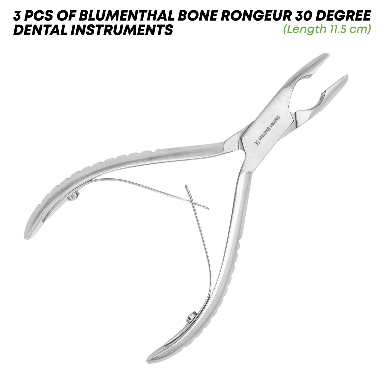 3 Pcs Blumenthal Bone Rongeur 30 Degree 11.5 cm Dental Instrument German Grade