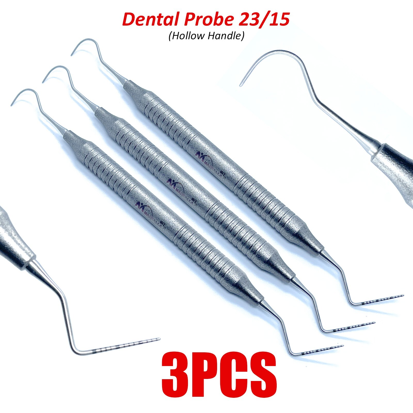 3 X Dental Explorer-Probe 23/15UNC Hollow Handle,High Quality Dental Instruments