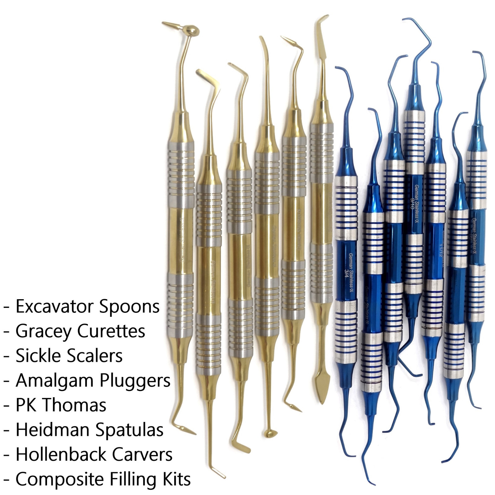 Hollow Handle Titanium Coated Dental Restorative Composite Filling Instrument CE