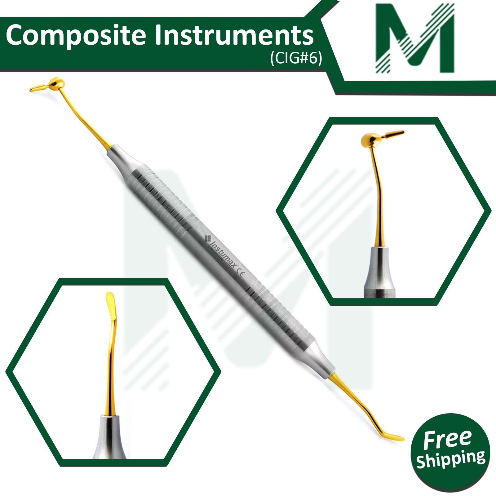 Dental Composite Instrument #6 Titanium Gold CIG6 Plastic Filling Restorations