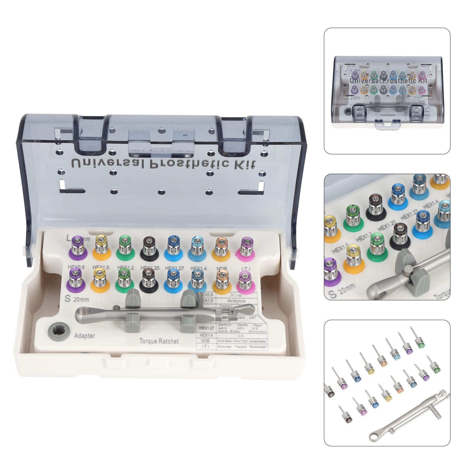 Dental Universal Implant Prosthetic Kit Torque Wrench Screw Drivers Remover Box