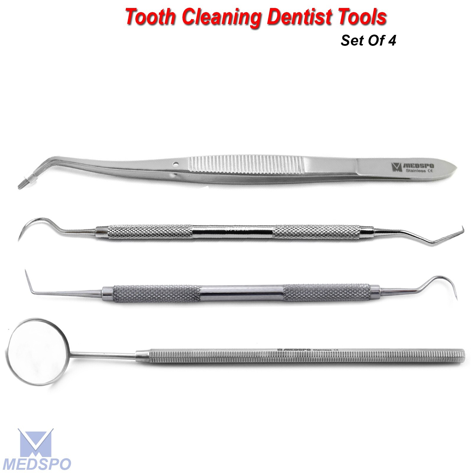 Dental Teeth Cleaning Dentist Floss Plaque Remover Mouth Mirror Exam Kit Probe