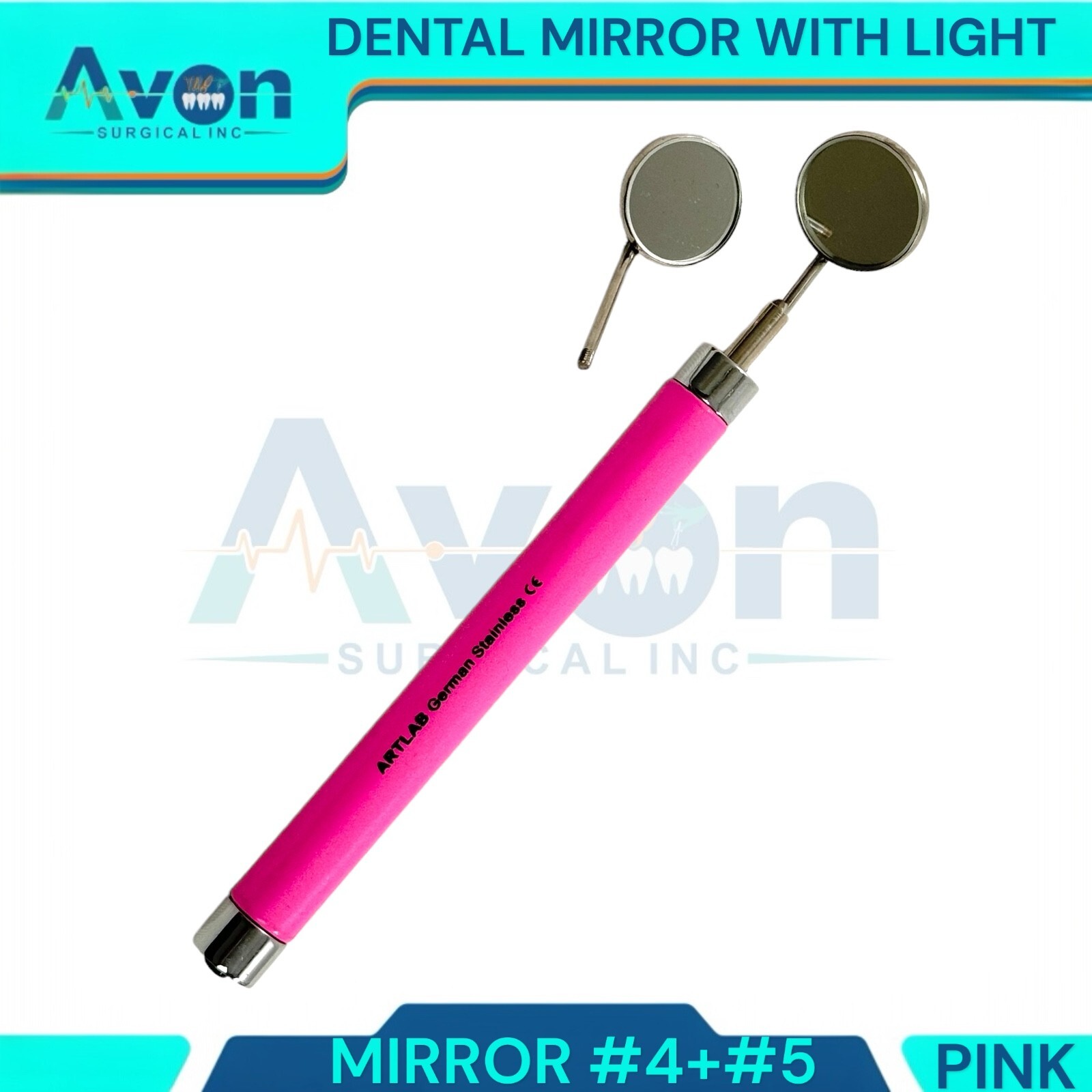 3pcs Lot – Oral Hygiene Examination Mouth Mirrors, with Light, Purple+Red+Pink