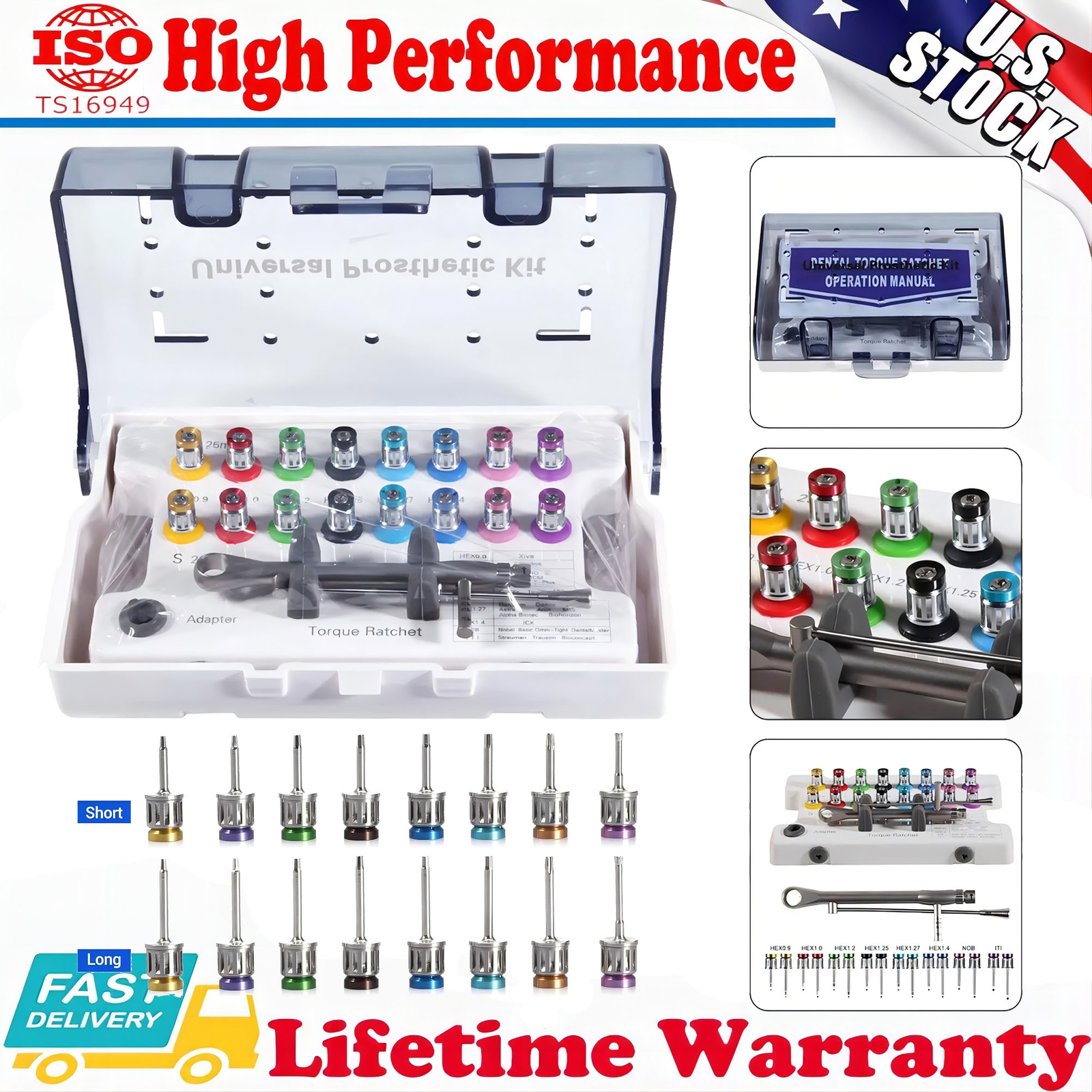 Dental Implant Instrument Prosthetic Restoration Hand Driver Tool Universal USA