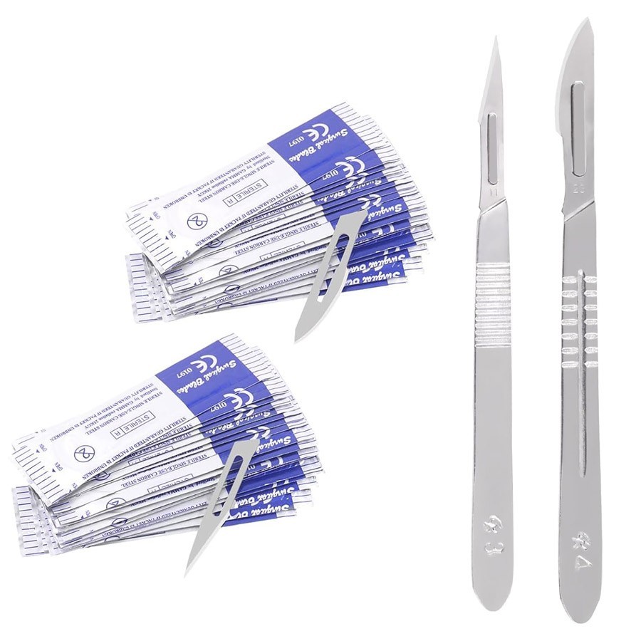 100 Sterile Surgical Blades Medical Dental Tools #10/11/15/22/24/60 Carbon Steel