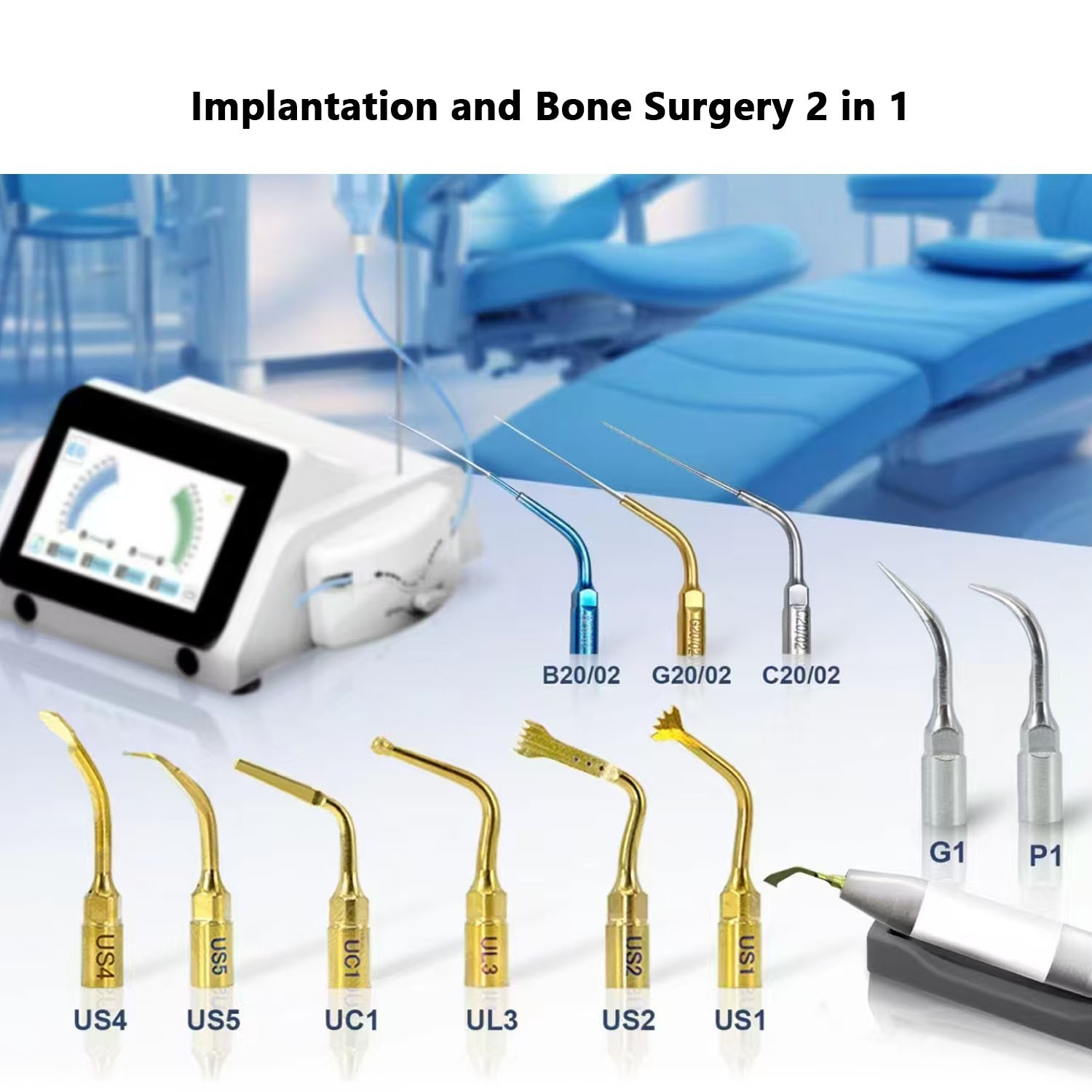 Dental Implant Motor+2 IN 1Surgery Piezo Bone Surgery Cutter +LED Handpiece