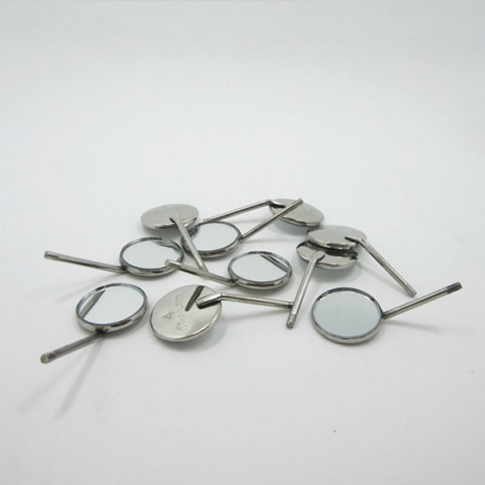 100 Pcs Dental Mouth Mirror Handle Stainless Steel Reflector Front Surface #5