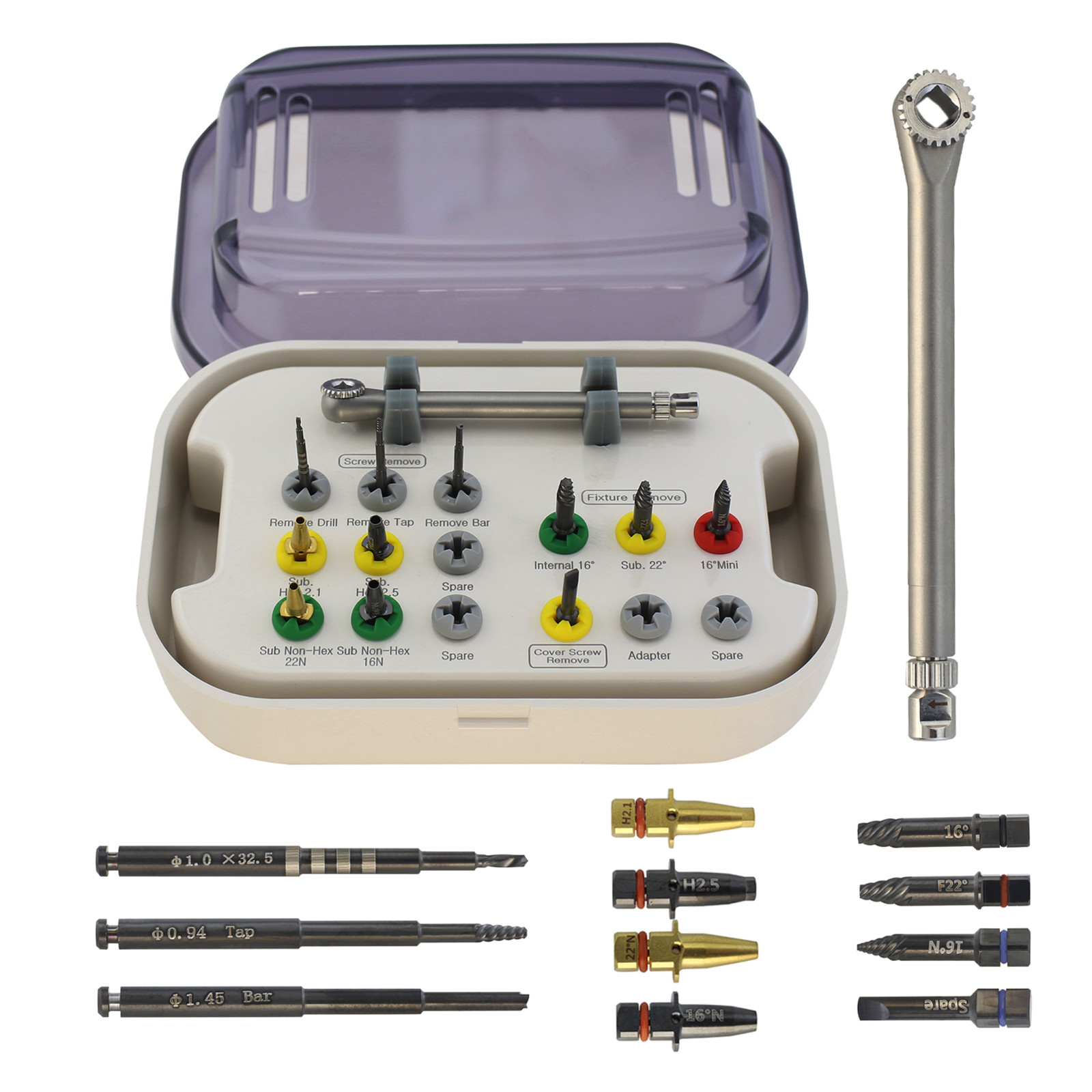 Implant Fixture & Fractured Screw Removal Kit Drill Guide Remover HeaNeam